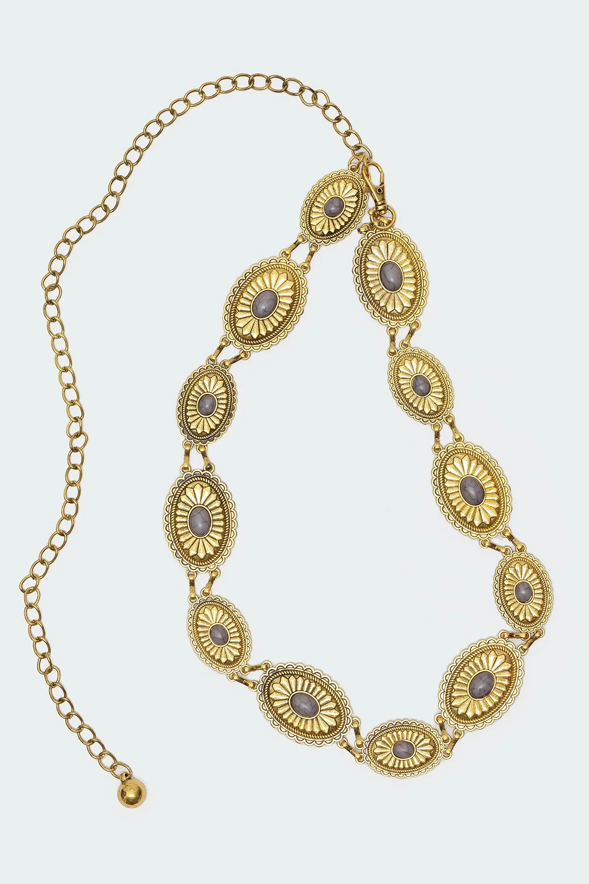 Stylish Stone Chain Belt in Gold Tone for Fashion Enthusiasts