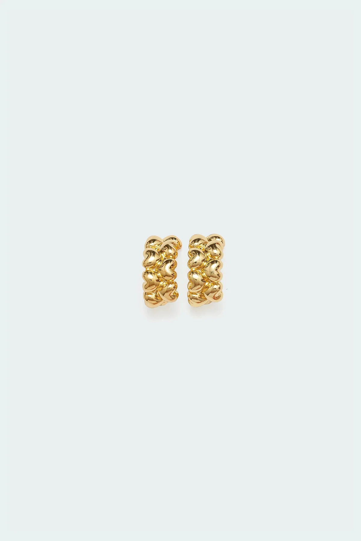 Gold Cluster Hearts Hoop Earrings