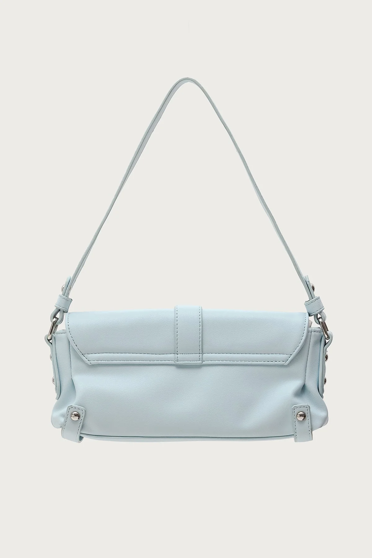 Chic Blue Faux Leather Shoulder Bag