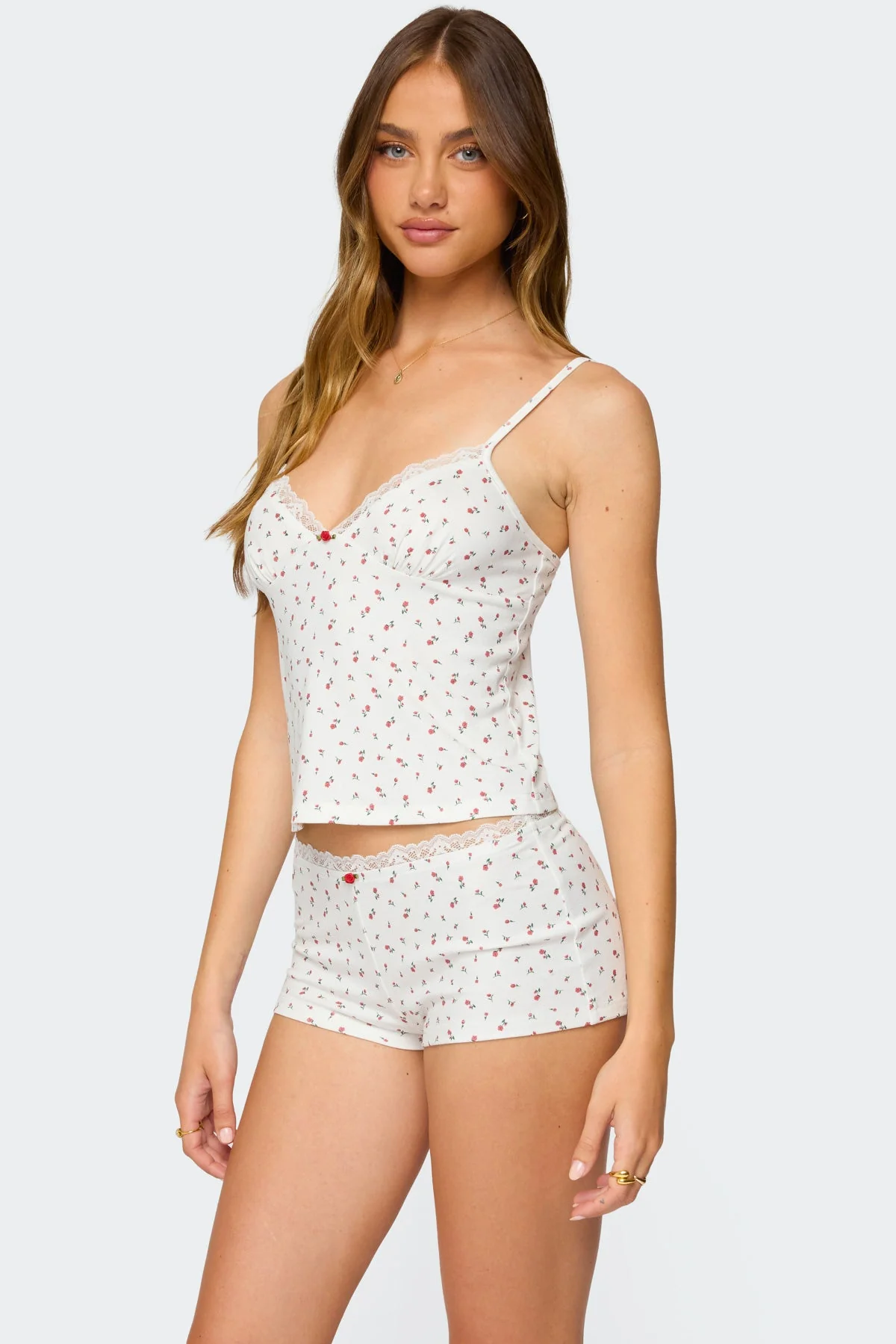 White Floral Lace Tank Top Womens Sleepwear