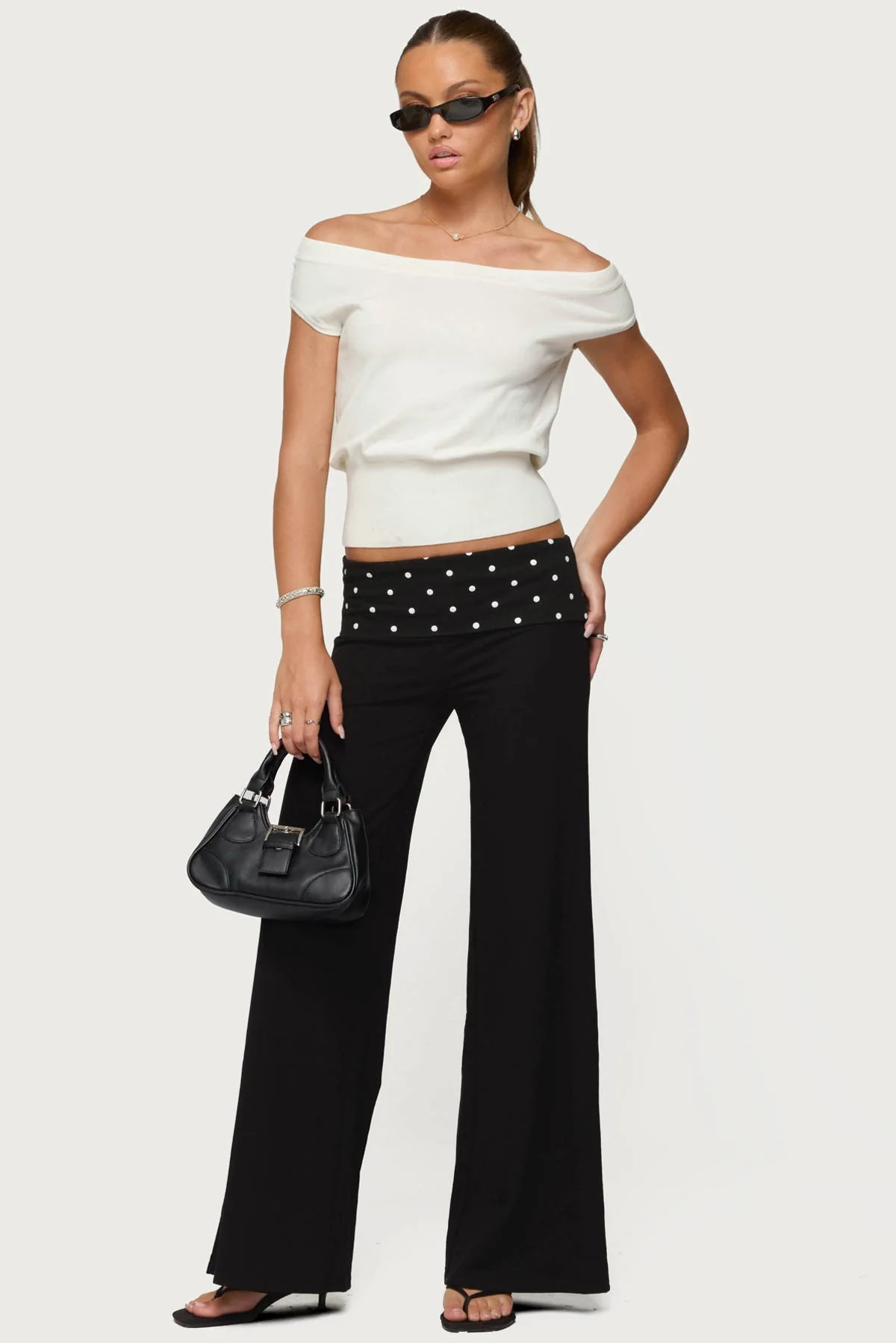 Black Polka Dot Wide Leg Pants