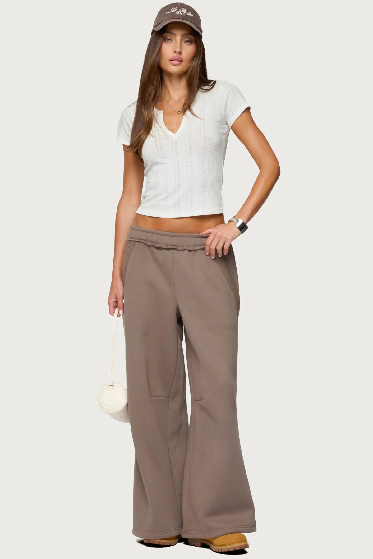 White Ribbed V Neck T-Shirt - Soft & Stretchy Fabric