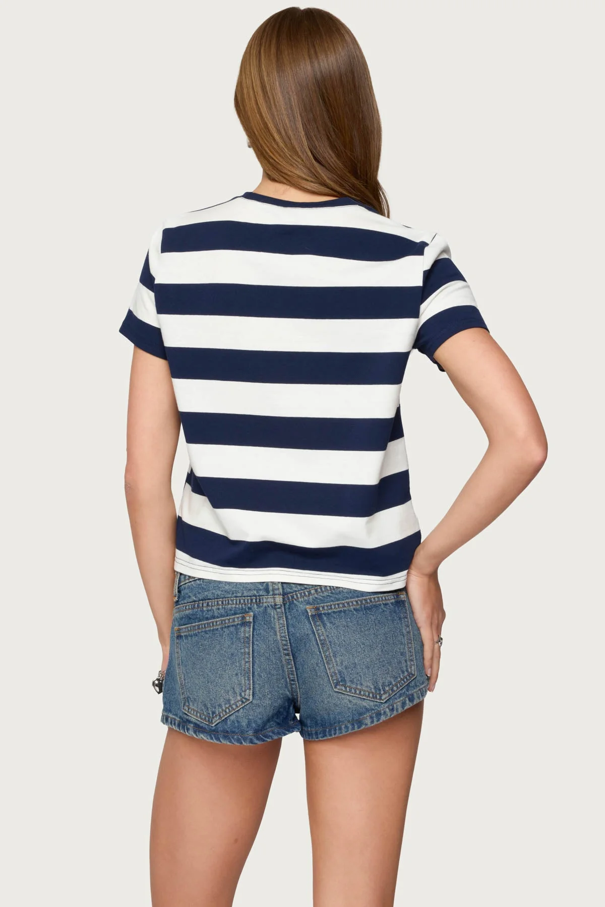 Navy & White Striped Oversized T-Shirt Womens Boxy Fit