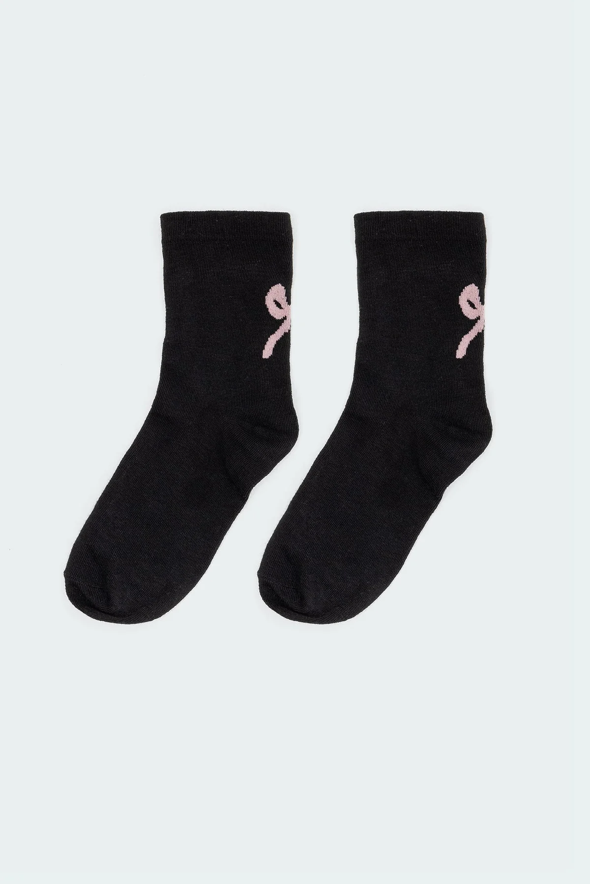 Cotton Bow Design Black Socks