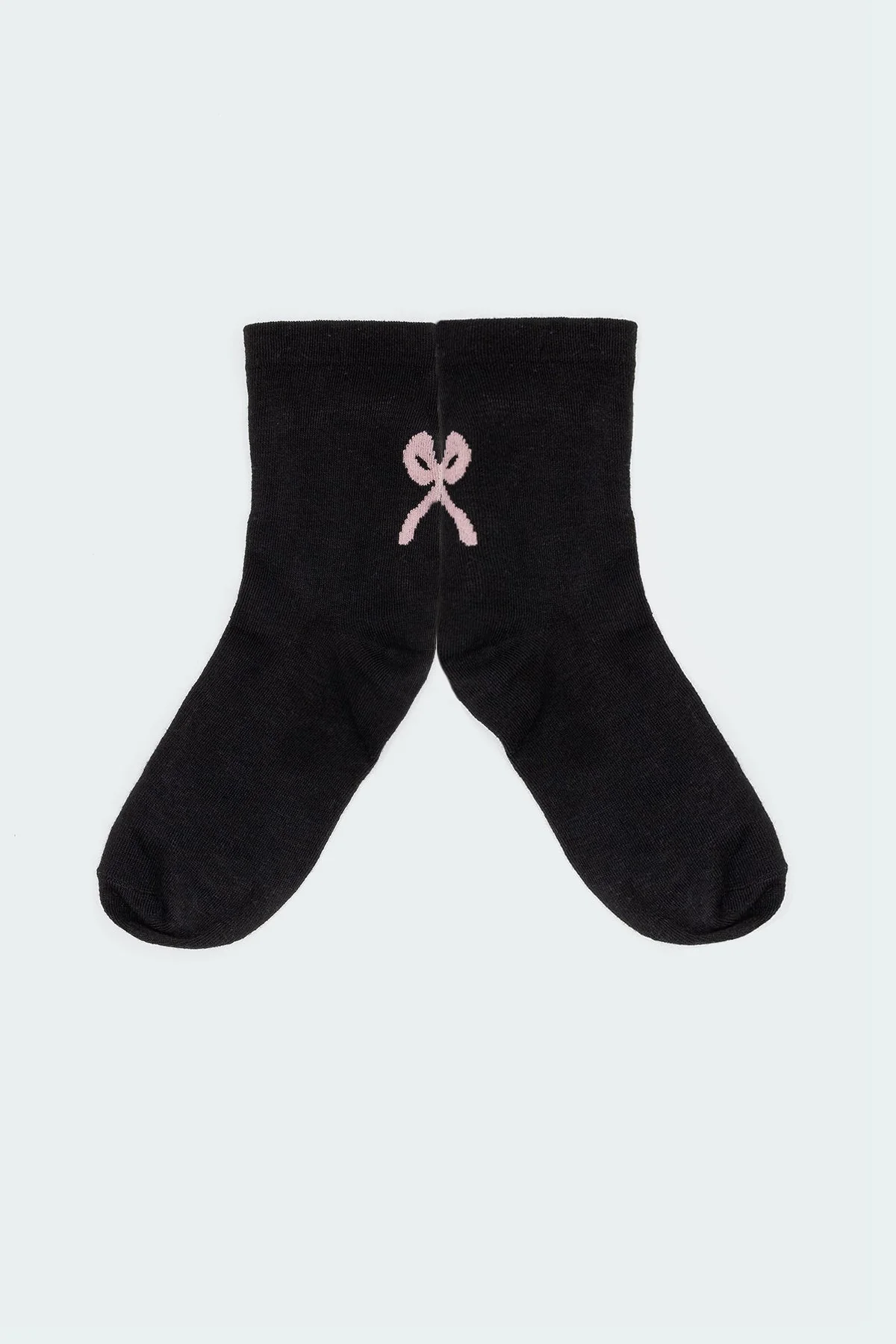 Cotton Bow Design Black Socks