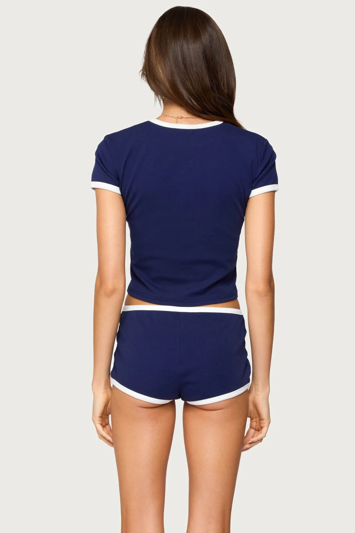 Navy Contrast T-Shirt Set Modern Loungewear Graphic Design