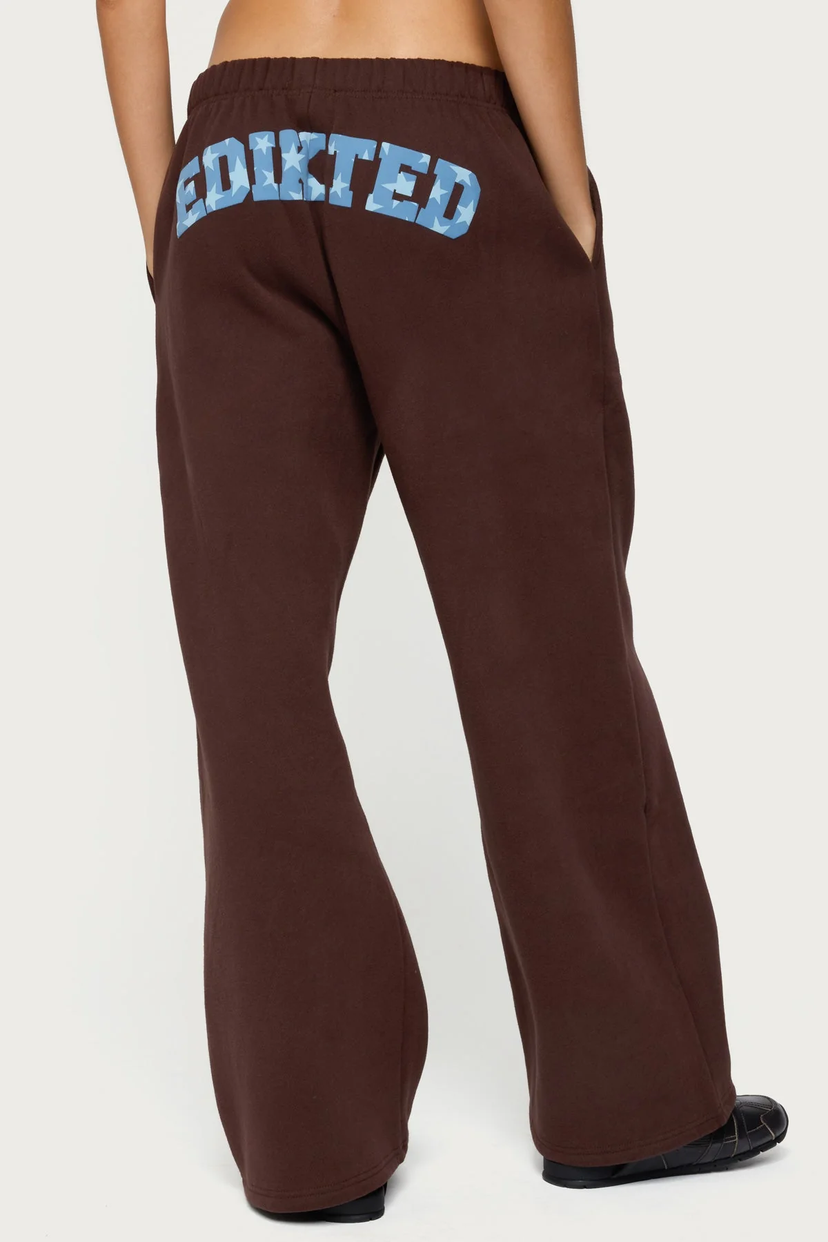 Brown Puff Printed Wide Leg Sweatpants Set