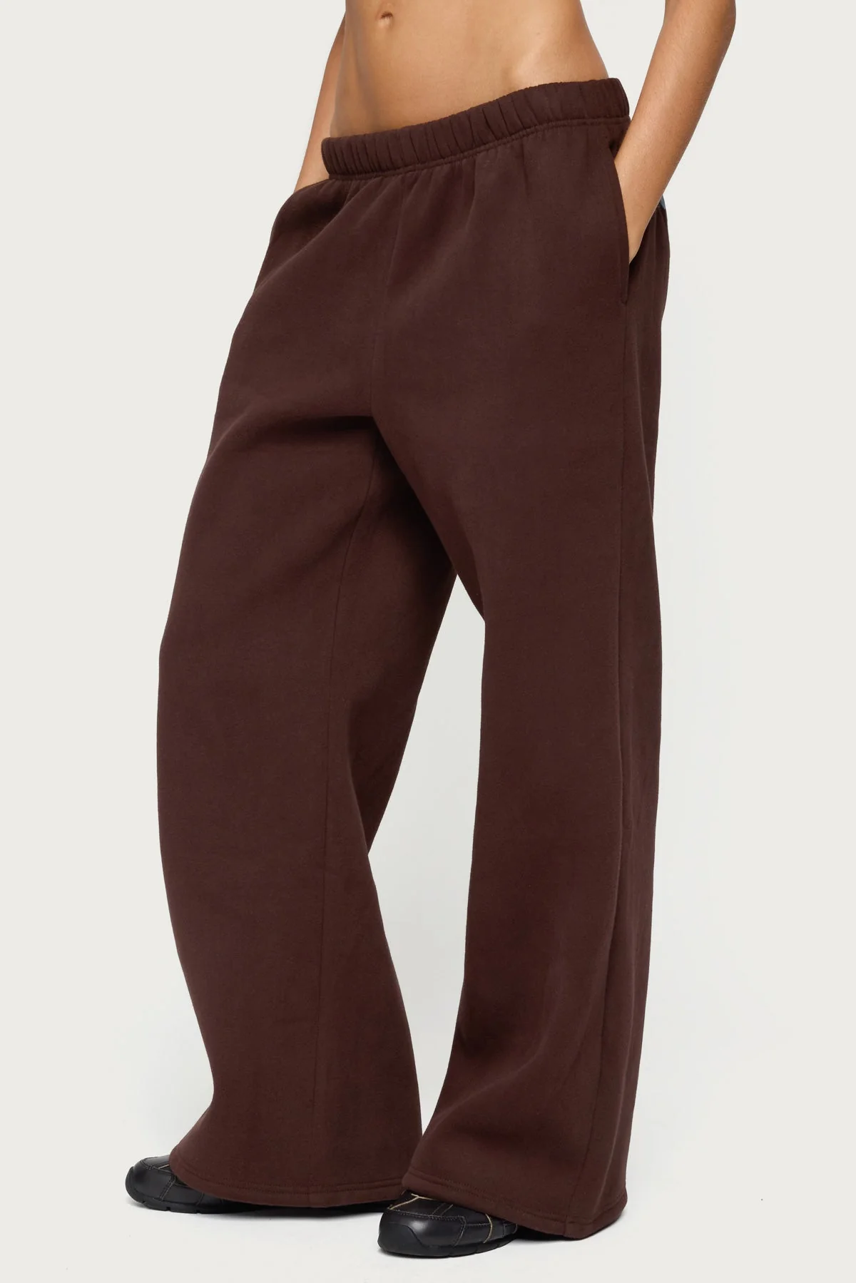 Brown Puff Printed Wide Leg Sweatpants Set