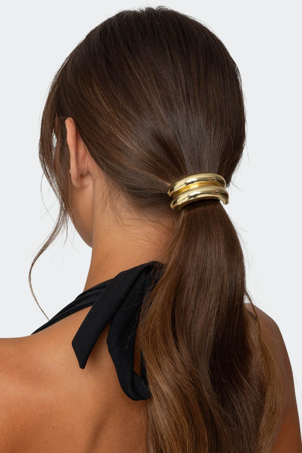 Gold Tone Metal Cuff Hair Tie Accessory