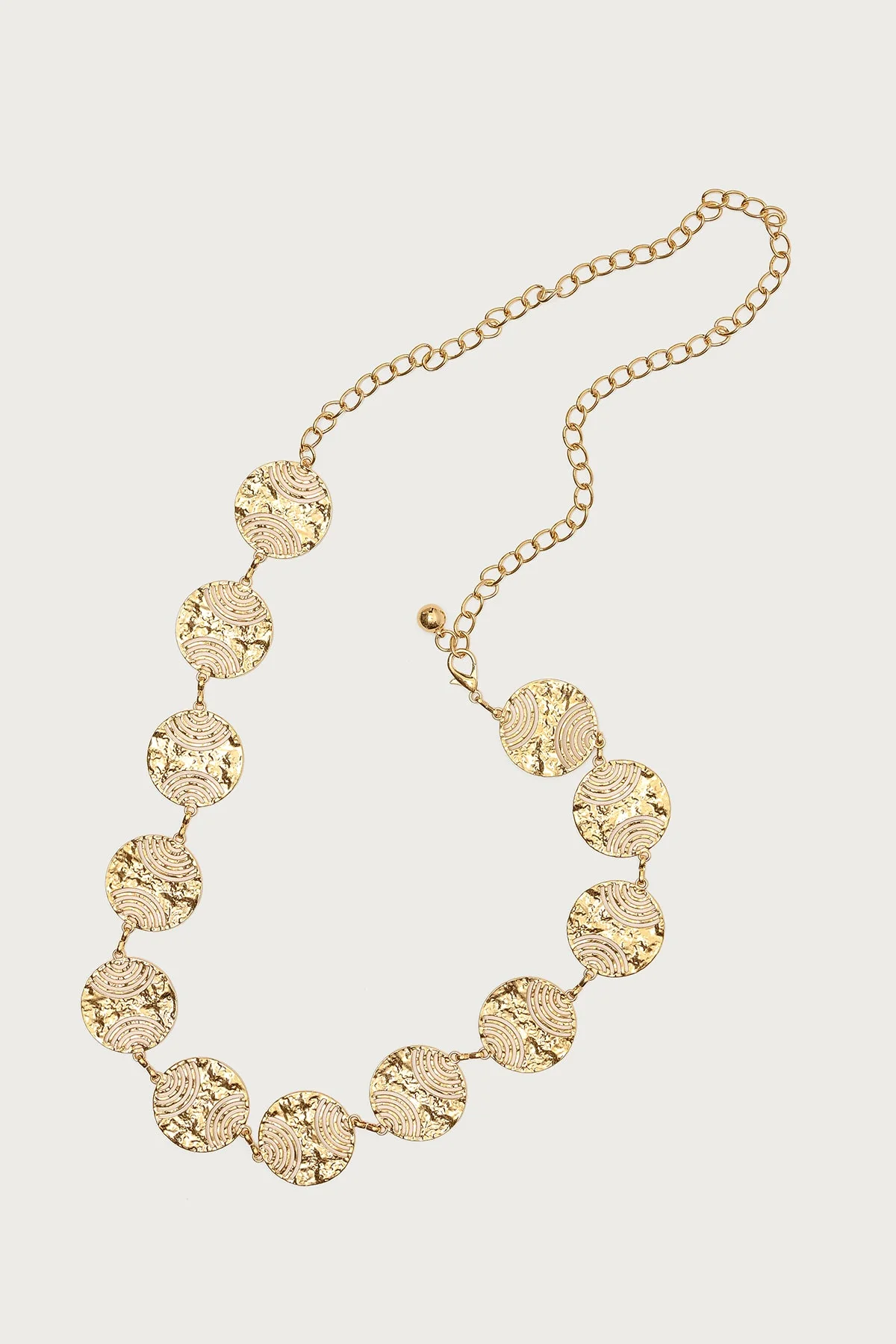 Gold Chain Belt Textured Disc Design