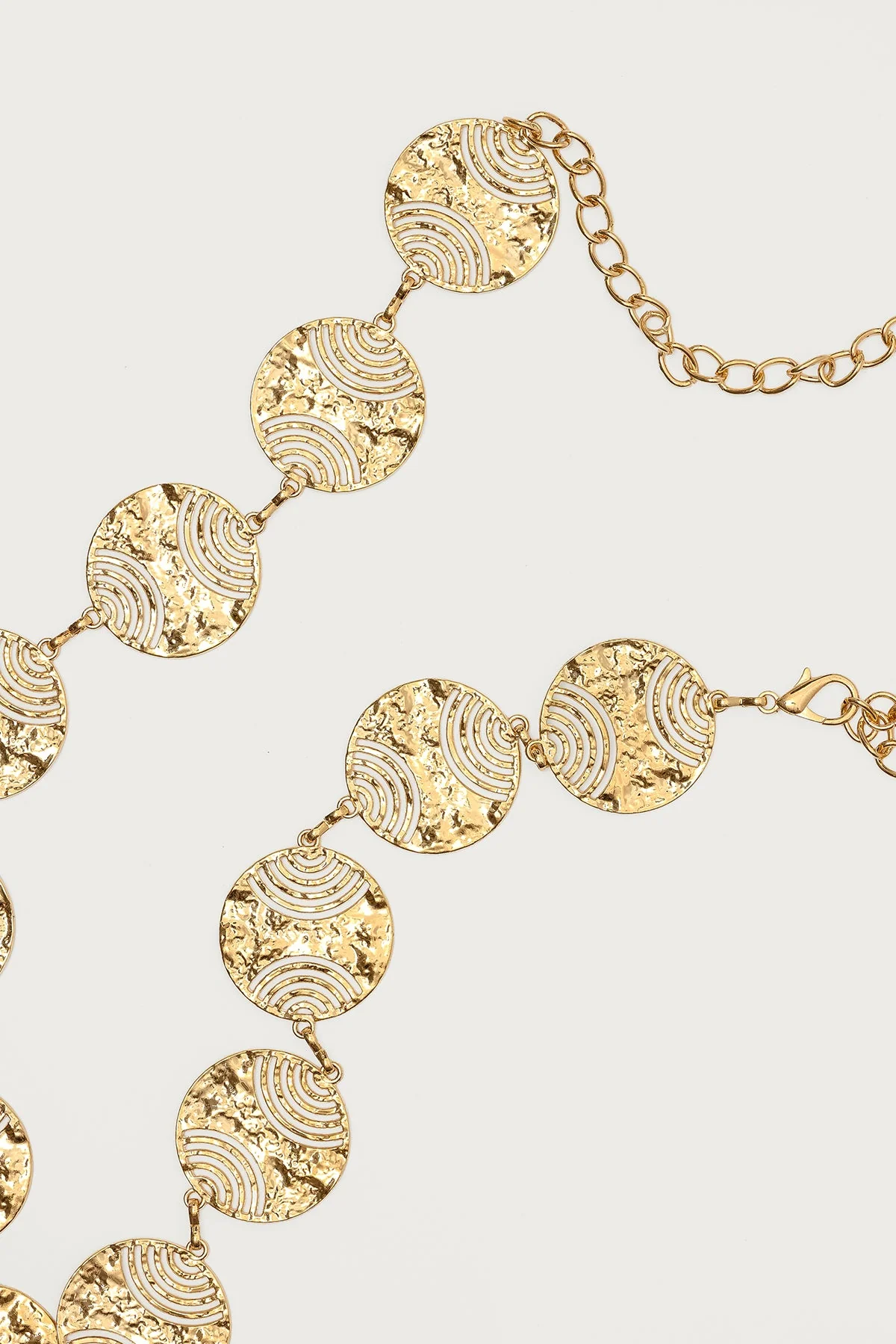 Gold Chain Belt Textured Disc Design