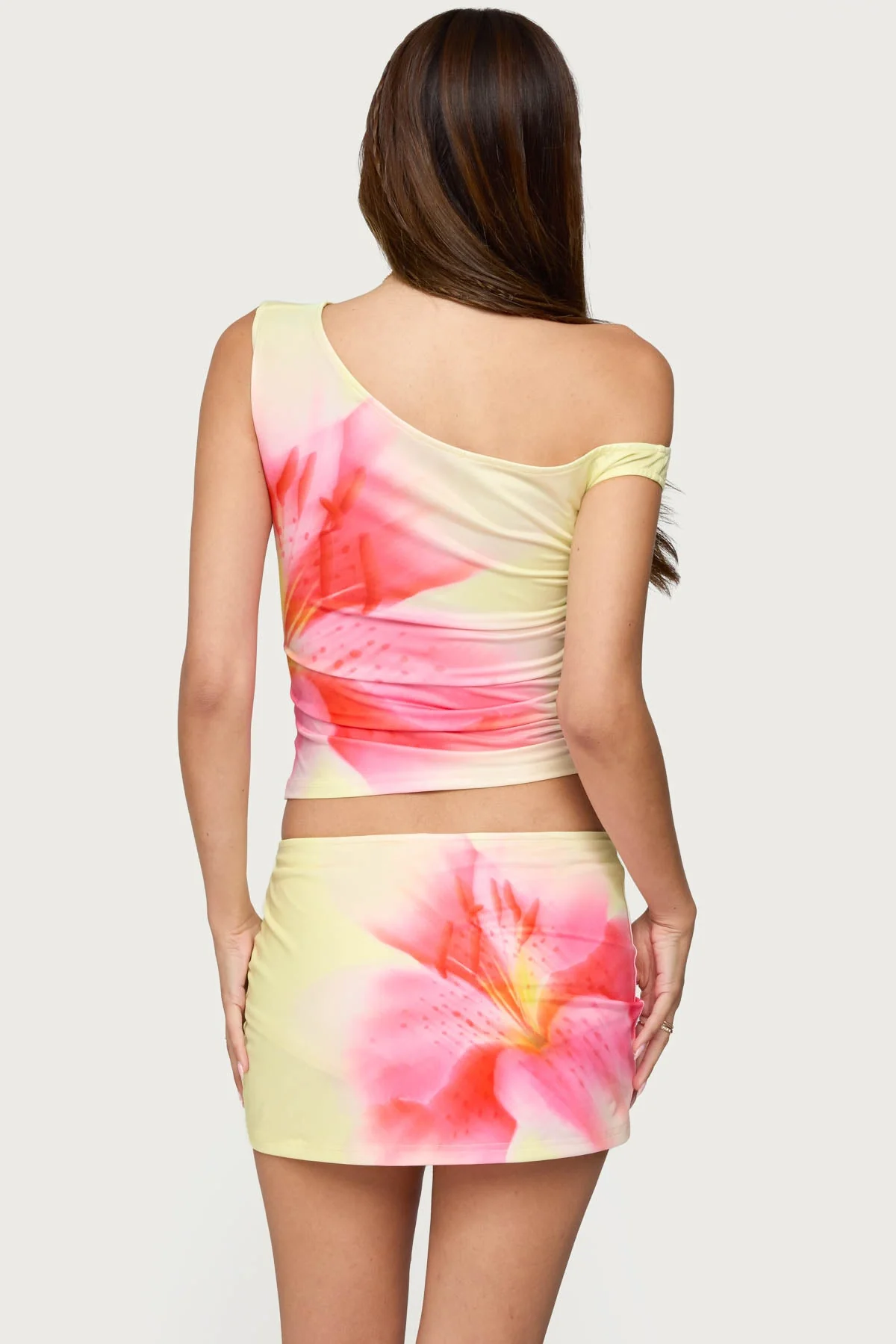 Floral Off Shoulder Top in Yellow Tiger Lily Print