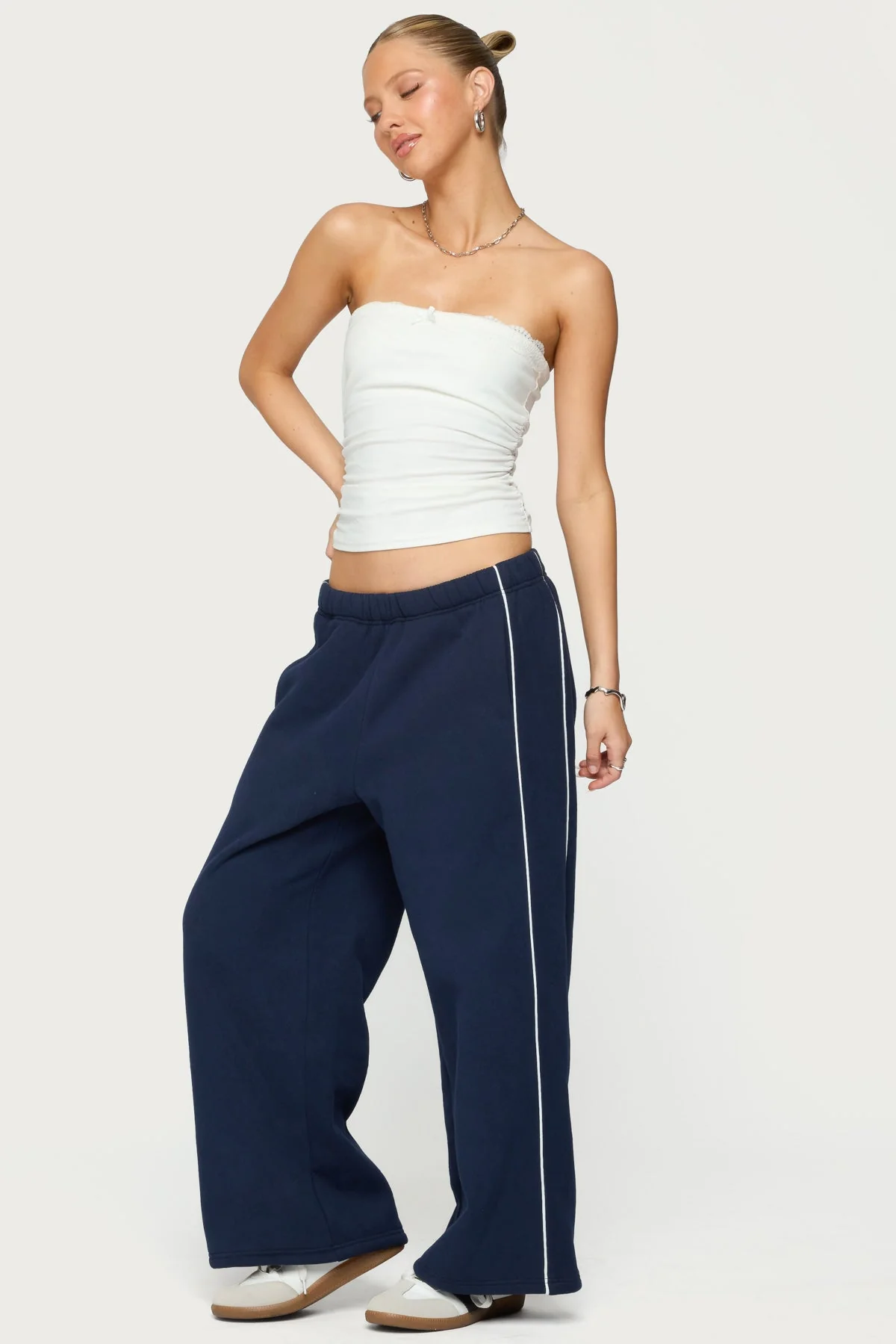 Navy Petite Sweatpants Elastic Waistband
