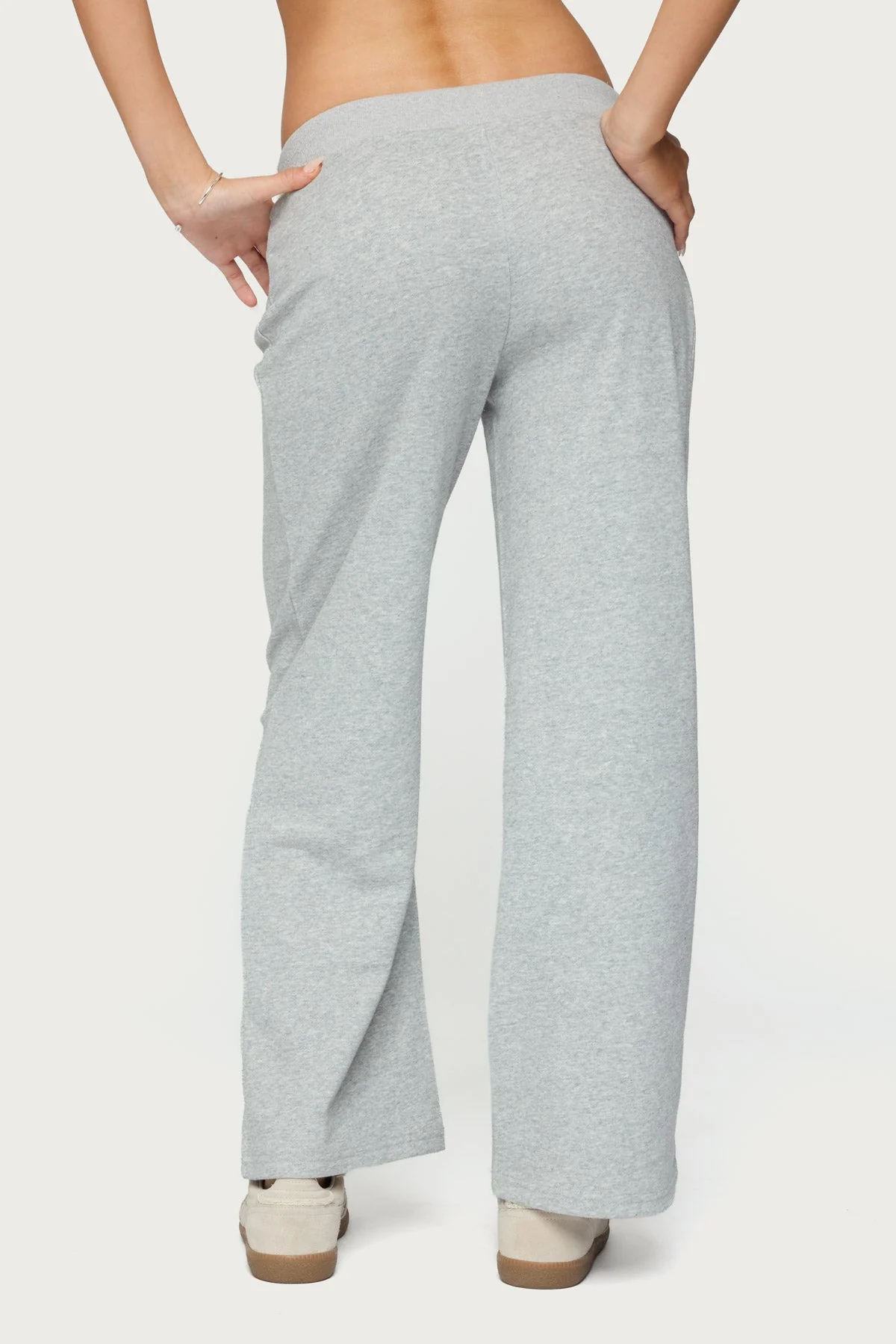 Gray Melange Petite Sweatpants | Adjustable Waist | Straight Leg Fit