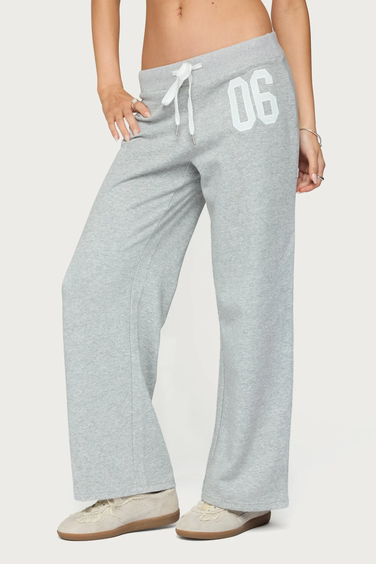 Gray Melange Petite Sweatpants | Adjustable Waist | Straight Leg Fit