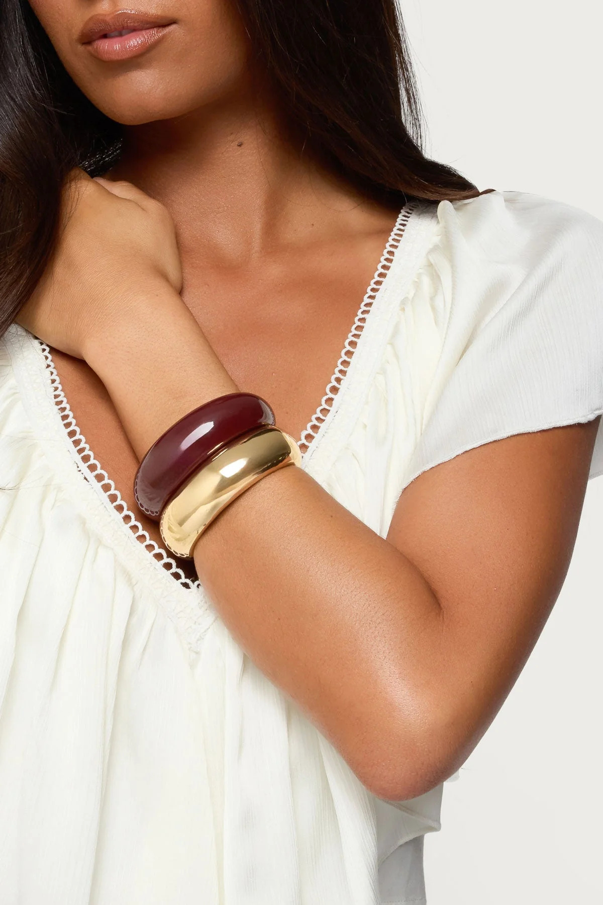 Set of Chunky Metallic Cuff Bracelets