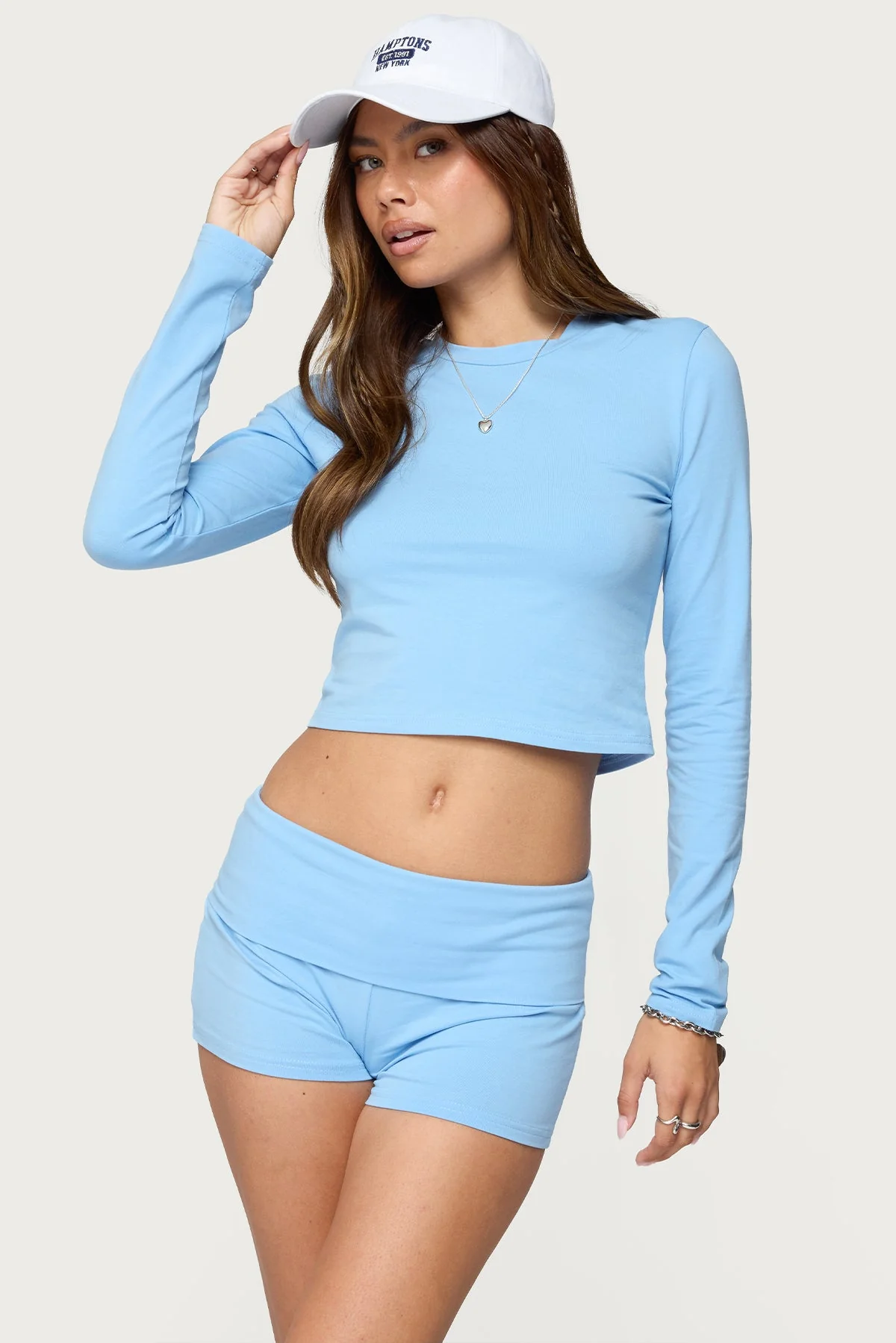 Blue Long Sleeve Cotton Top for Women