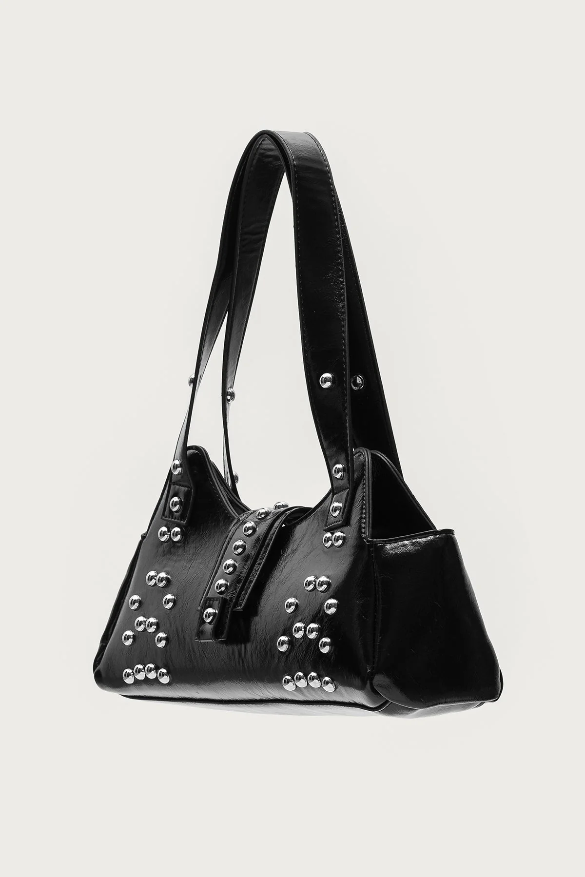 Black Studded Faux Leather Bag