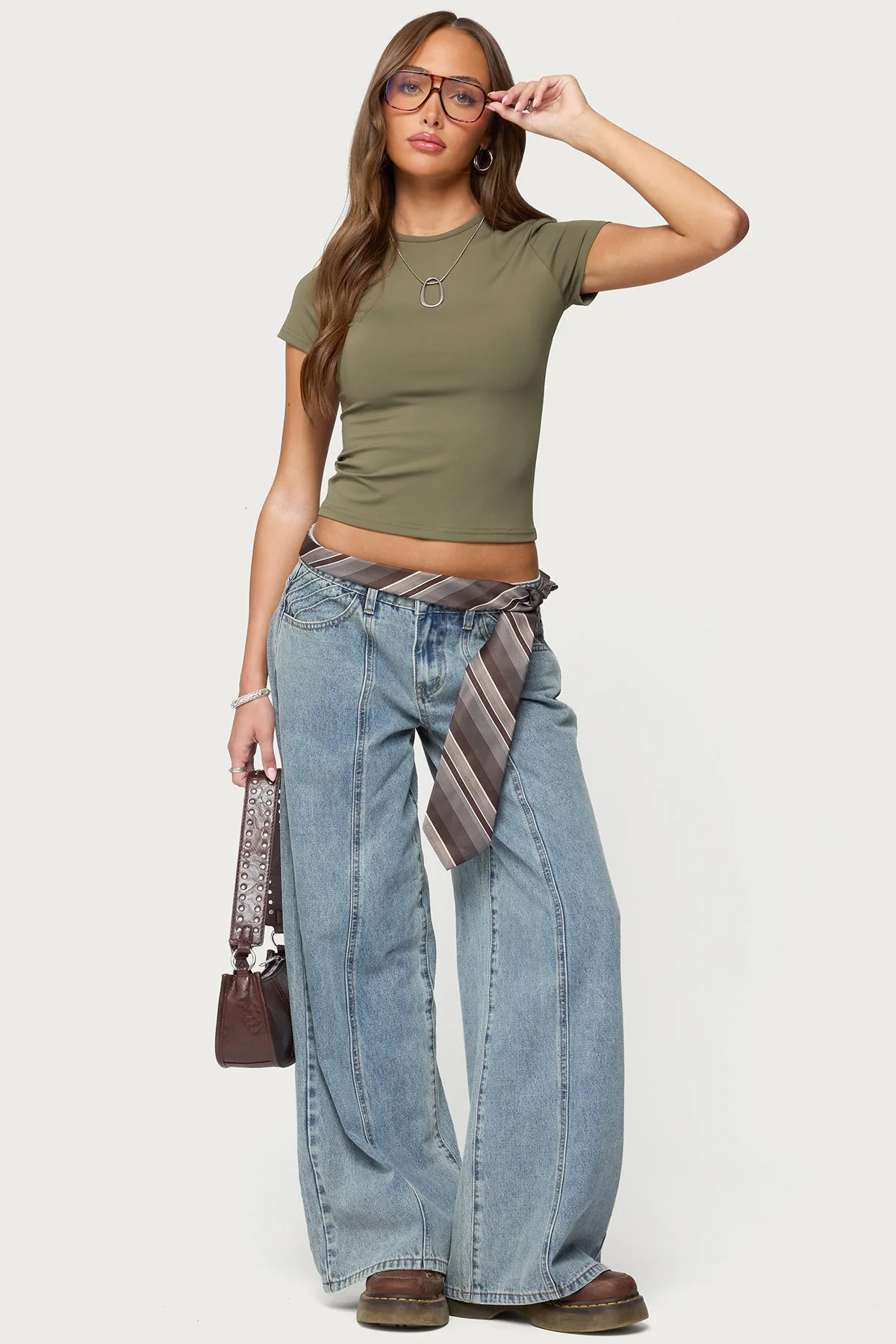 Olive Short Sleeve Top Womens Casual Wear