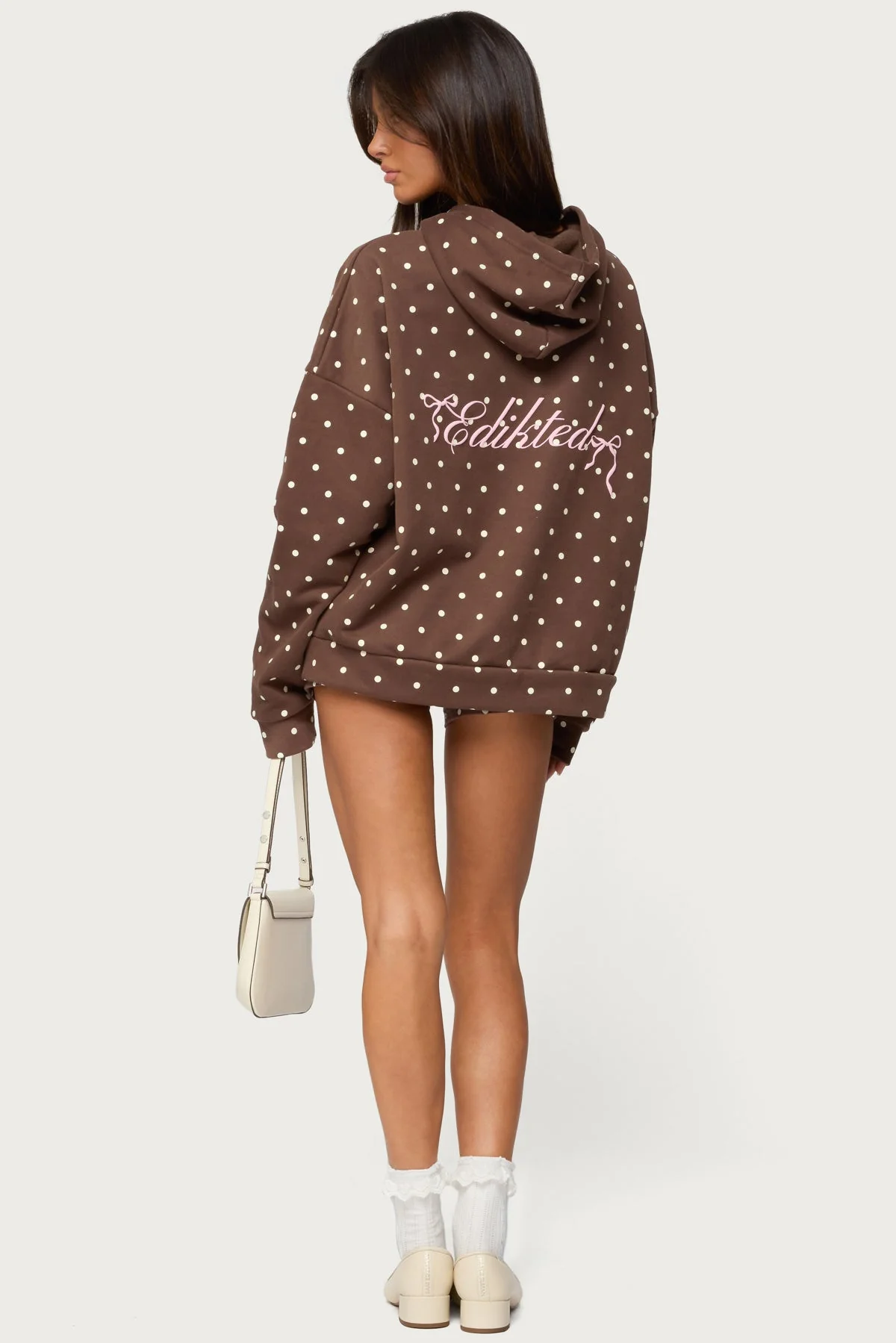 Brown Polka Dot Hoodie Womens Long Sleeve Set