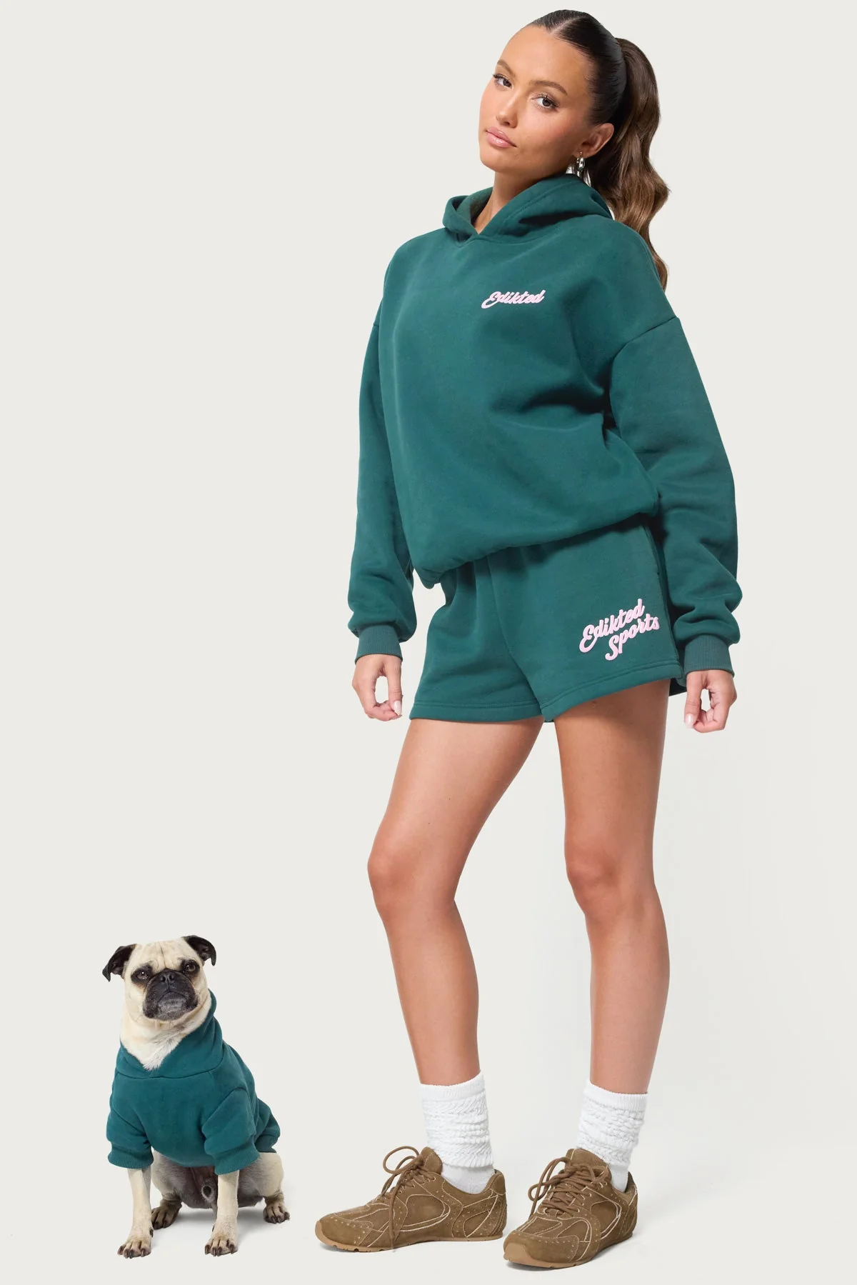 Dark Green Sporty Dog Hoodie - Cozy Pet Apparel