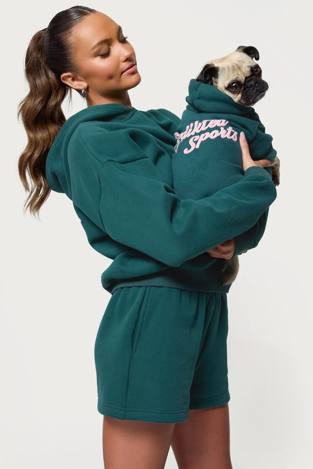 Dark Green Sporty Dog Hoodie - Cozy Pet Apparel