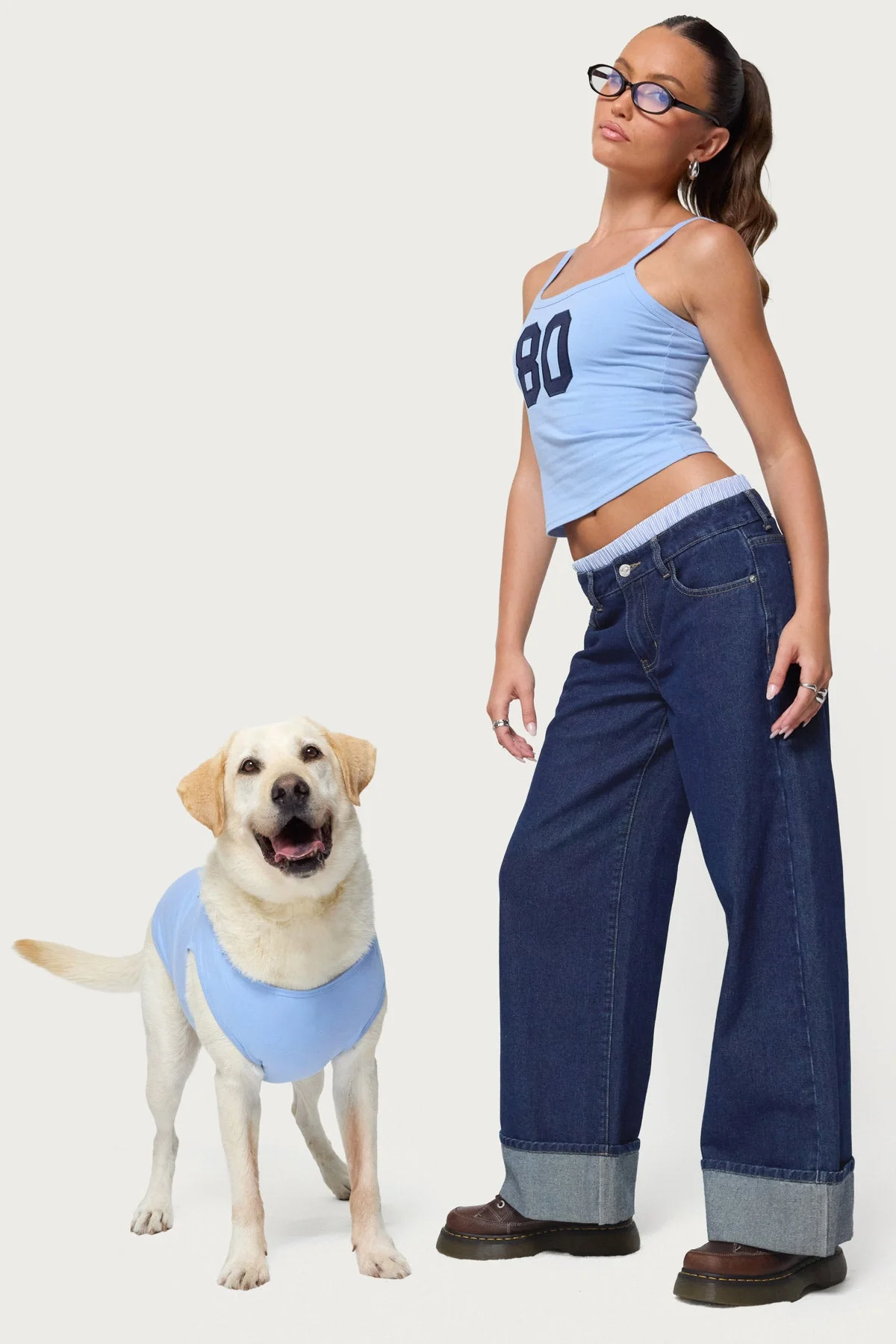 Vintage Style Light Blue Dog Tank Top