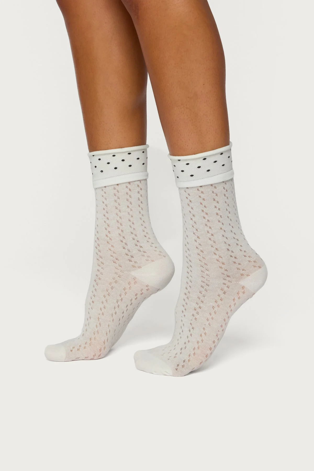 White Pointelle Polka Dot Socks