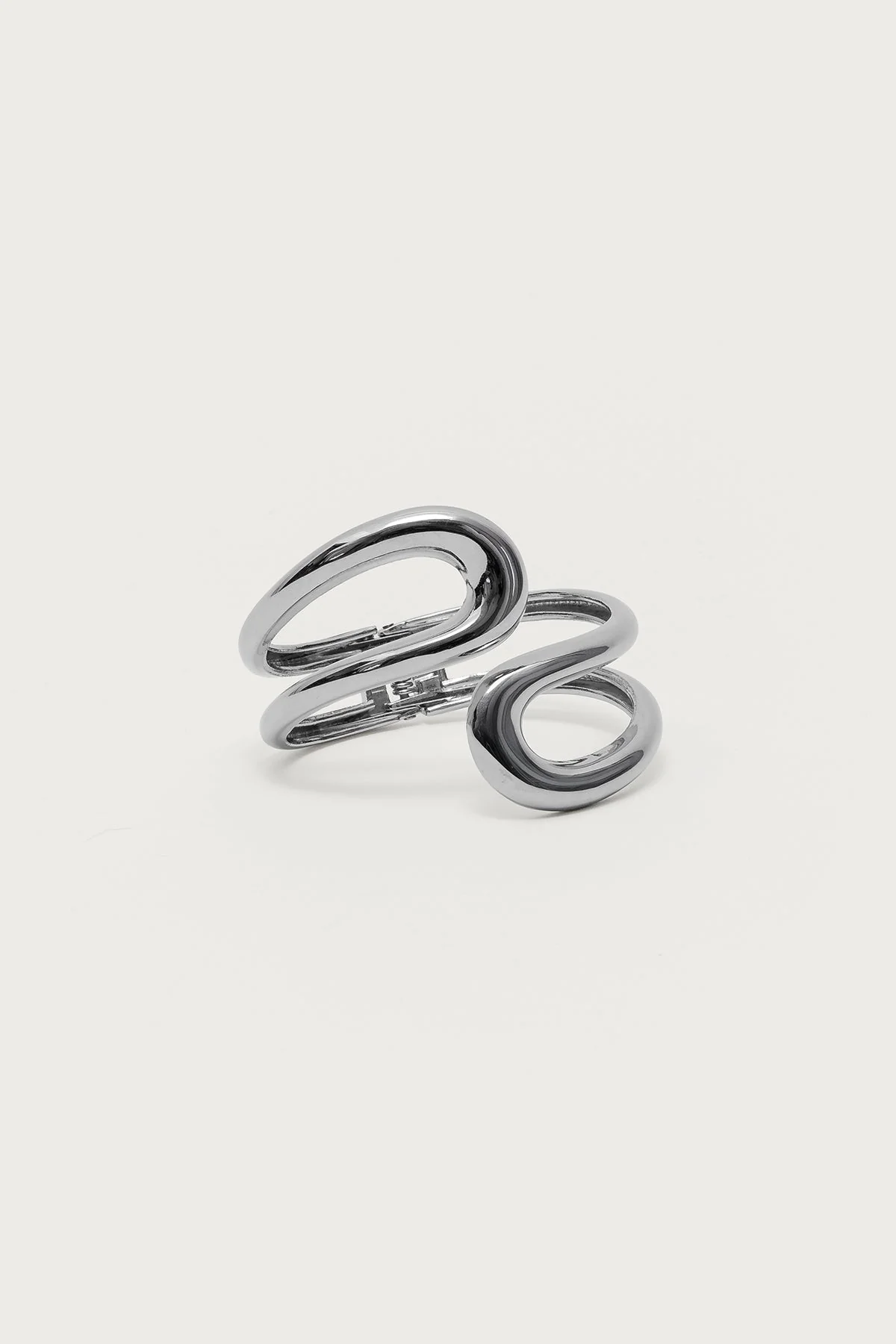 Silver Wrap Cuff Bracelet Spring Hinge Closure