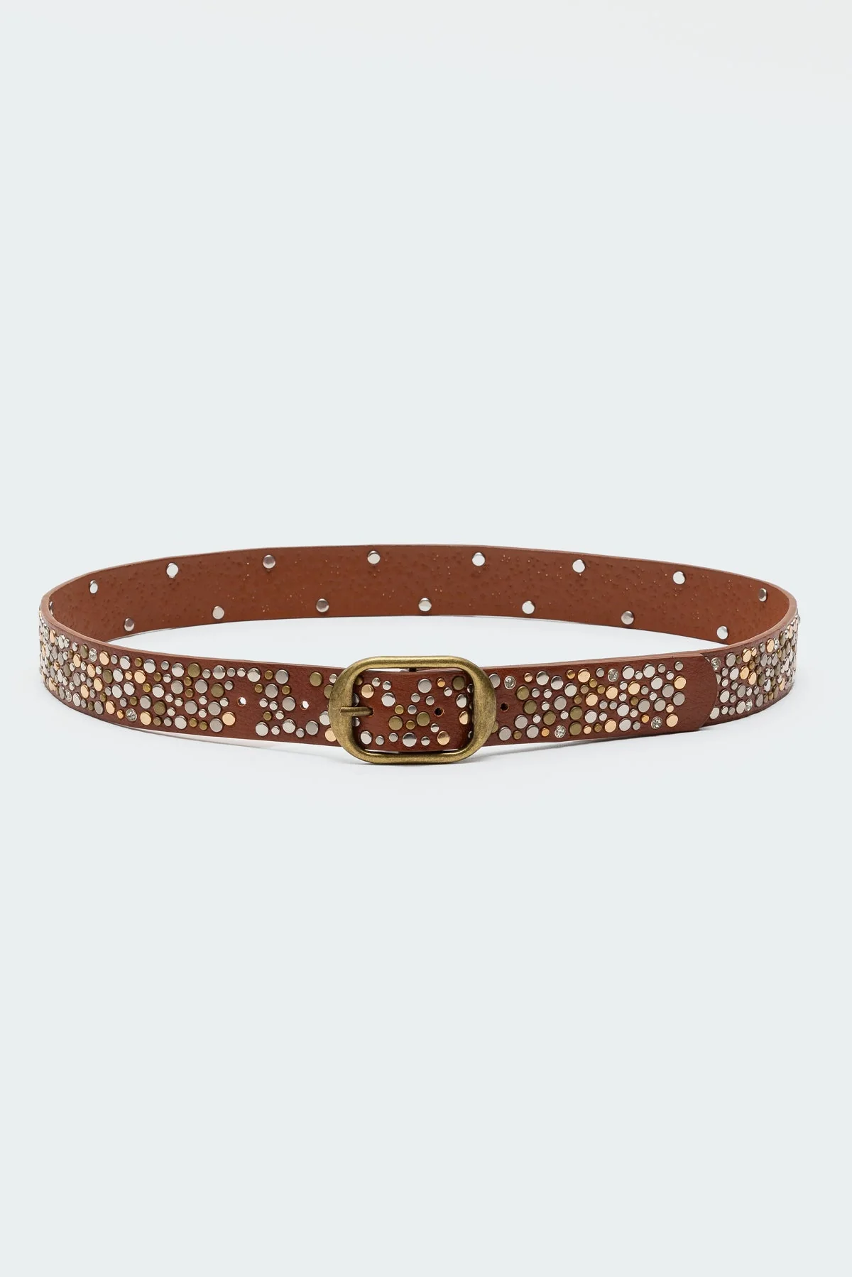 Brown Studded Faux Leather Belt for Stylish Outfits