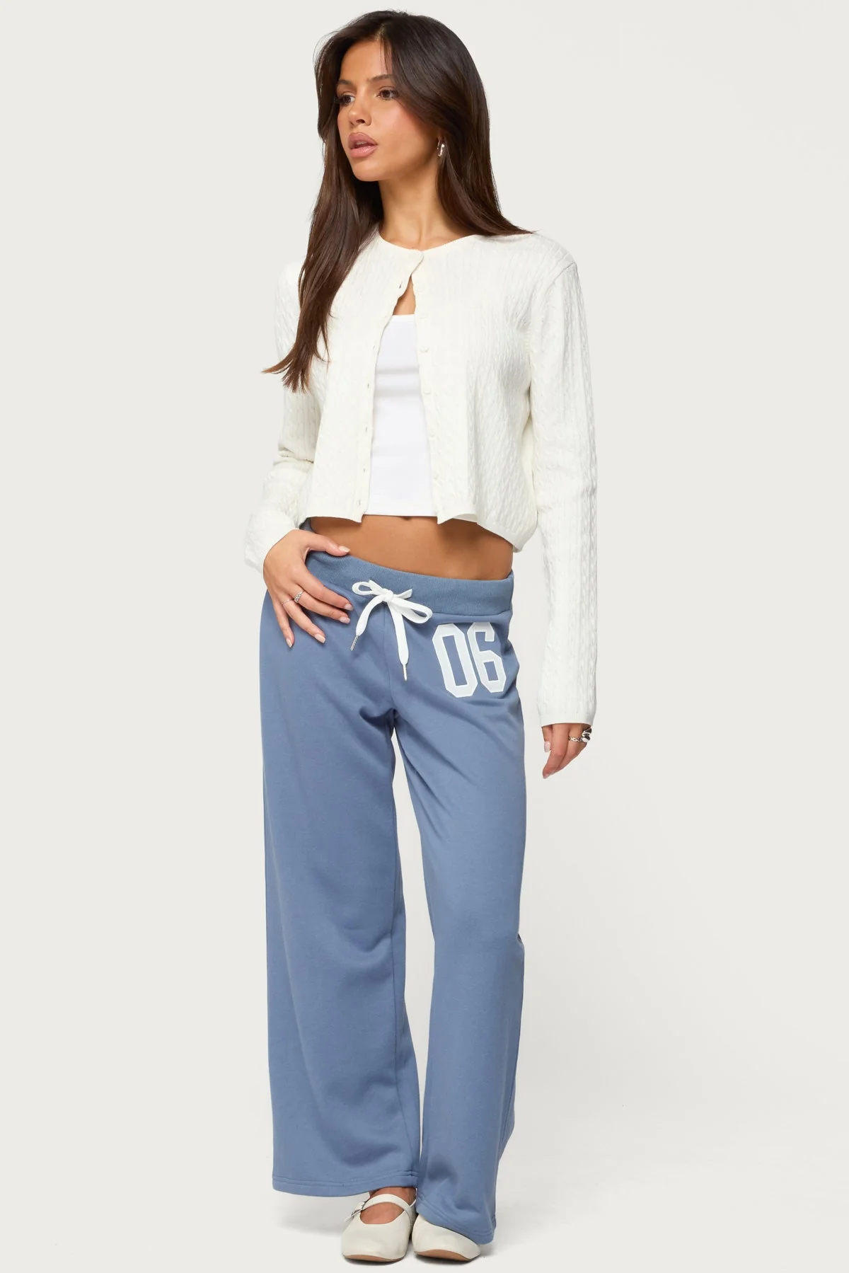Blue Petite Sweatpants Straight Leg Fit - Adjustable Waist
