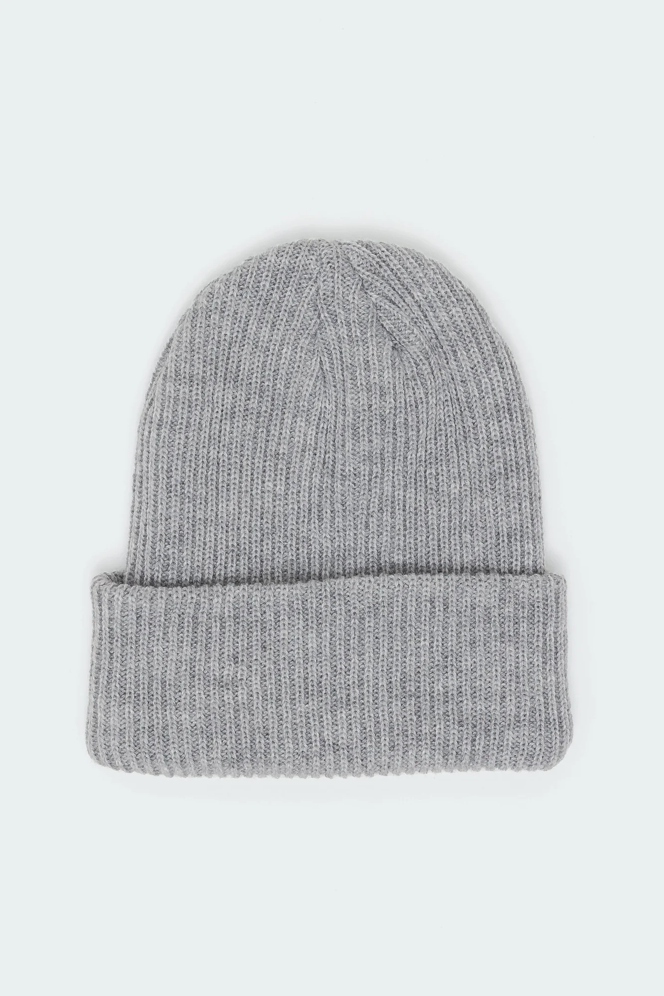 Gray Ribbed Knit Beanie Hat - Soft Cotton Spandex Blend