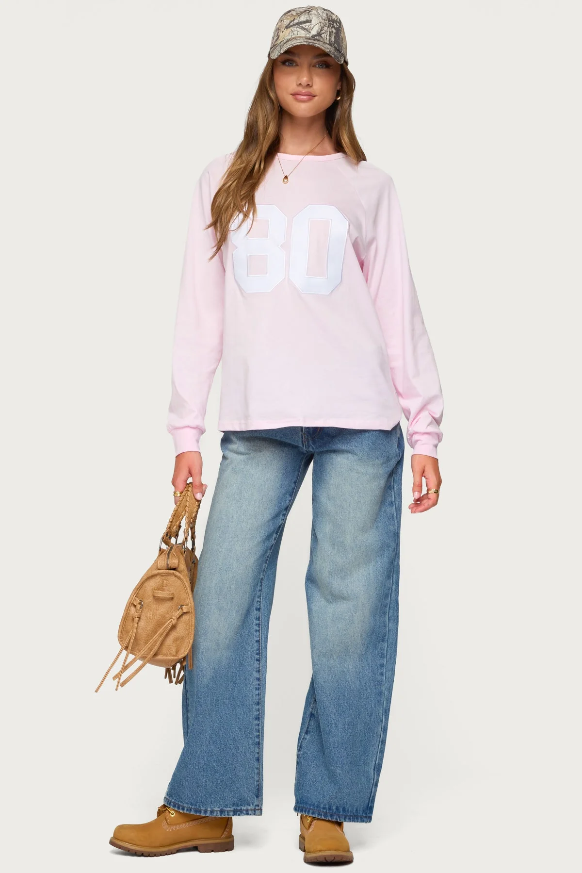 Oversized Pink Graphic Text T-Shirt