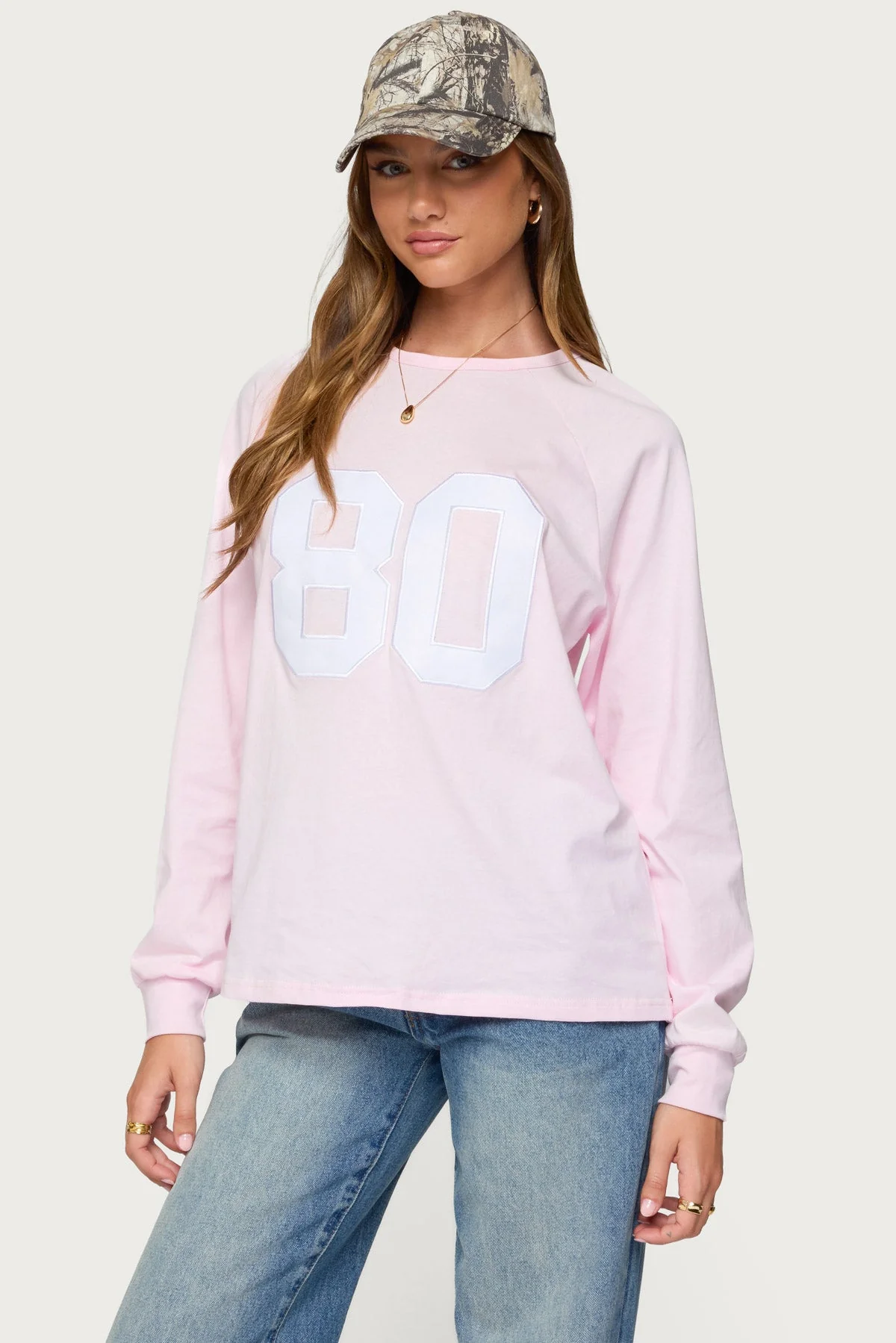 Oversized Pink Graphic Text T-Shirt