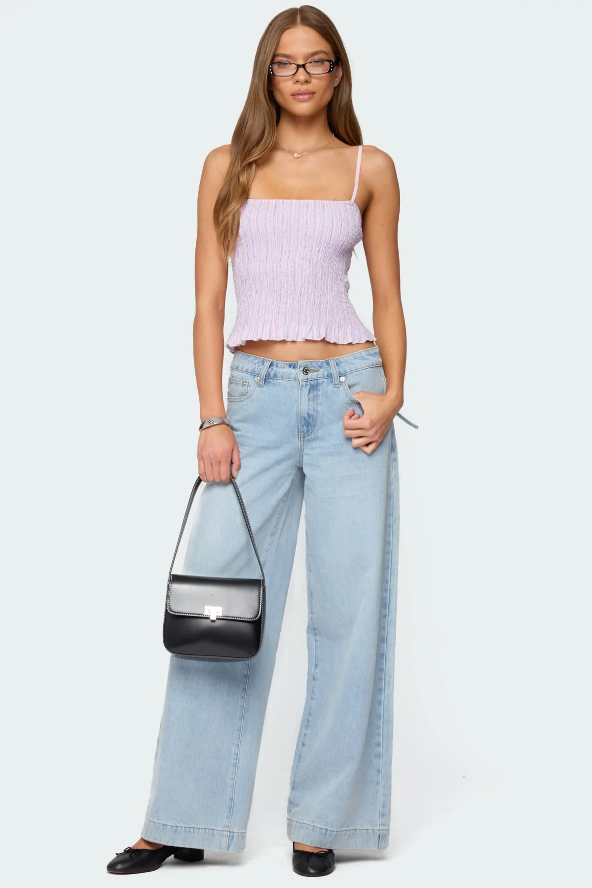 Striped Pink Cotton Tank Top with Adjustable Straps