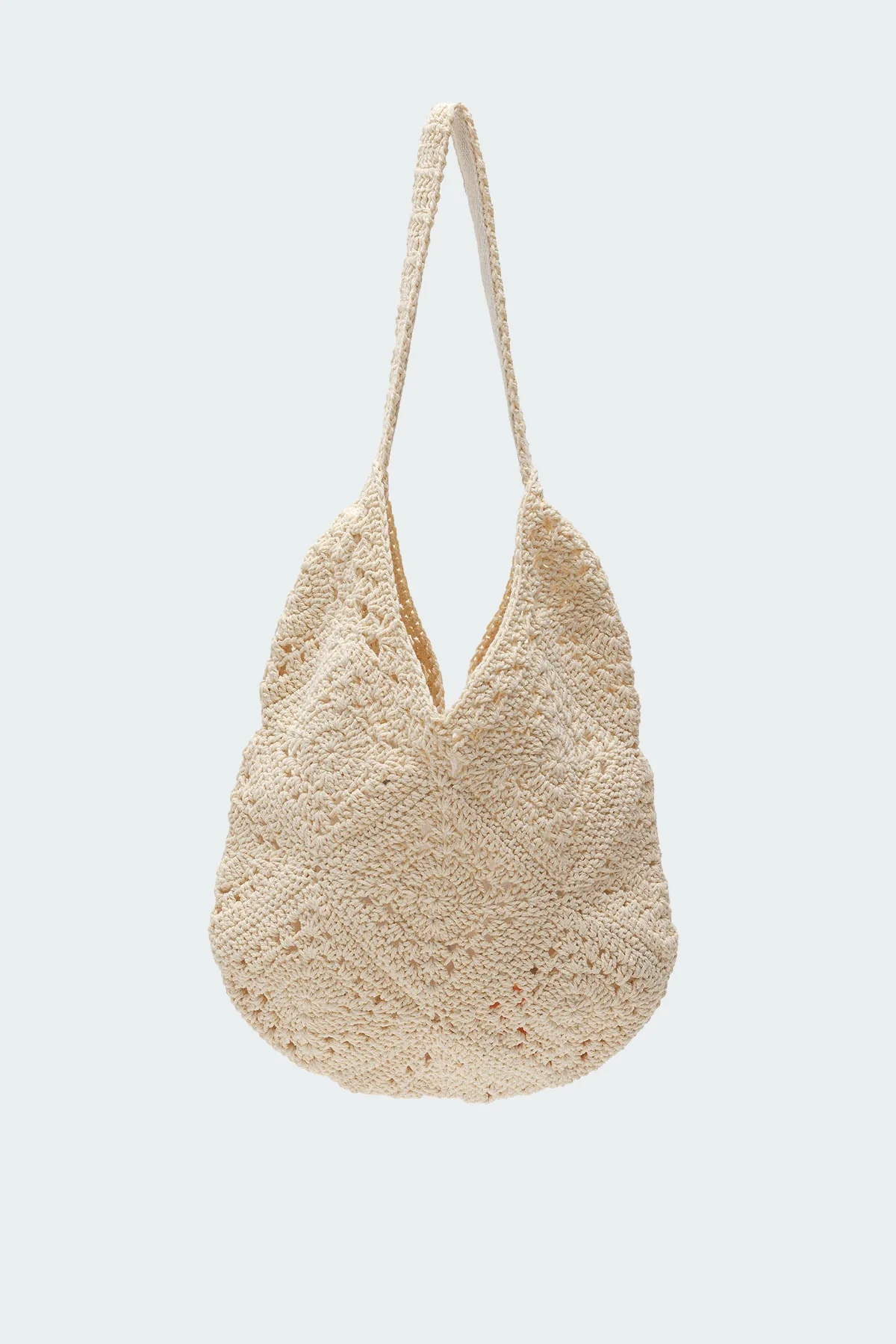 Ivory Crochet Cotton Shoulder Bag - Stylish Boho Crossbody Purse