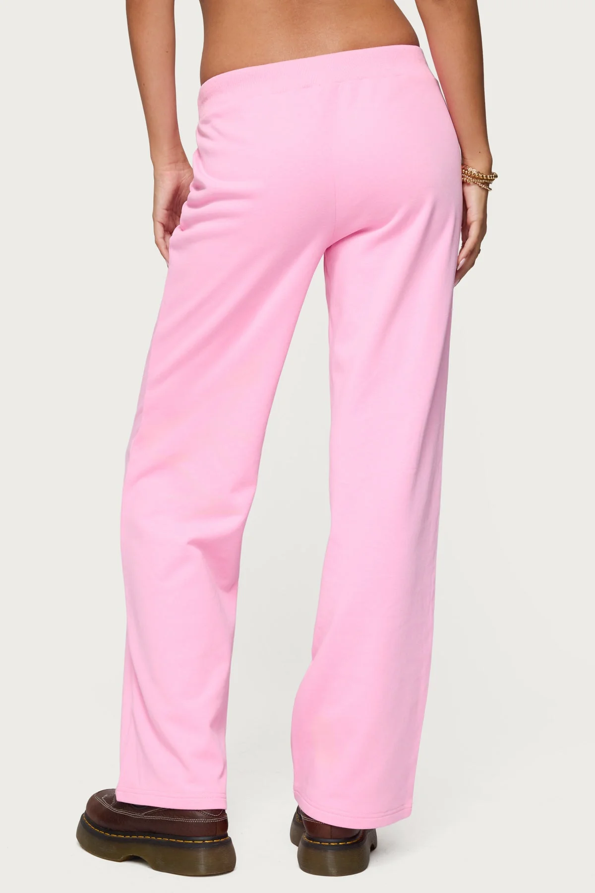 Pink Adjustable Waist Sweatpants Womens Straight Fit XS-XL