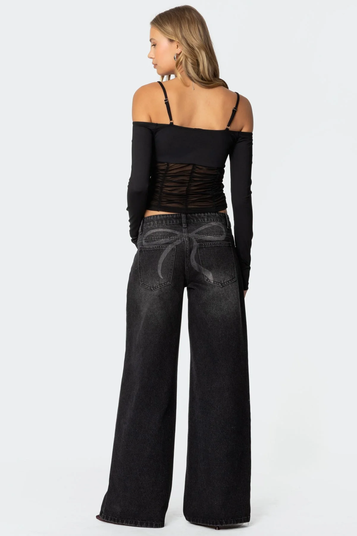 Black Washed Low Rise Denim Jeans