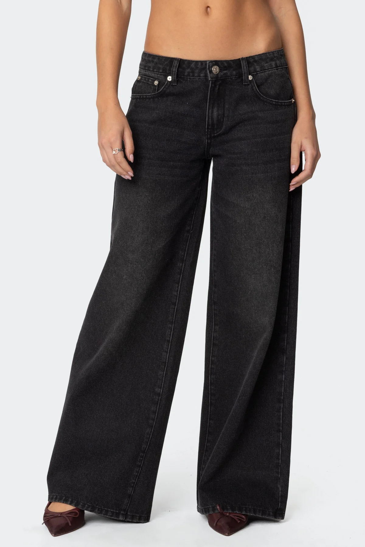 Black Washed Low Rise Denim Jeans