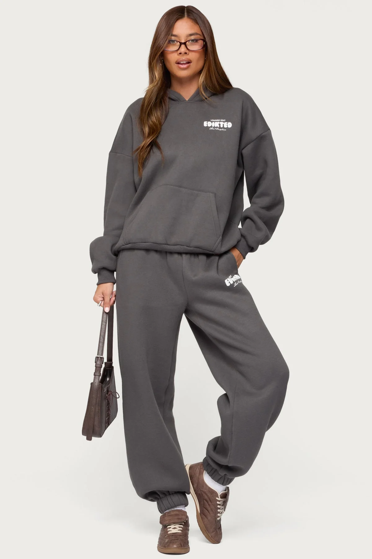 Dark Gray Lounge Sweatpants Womens Graphic Set