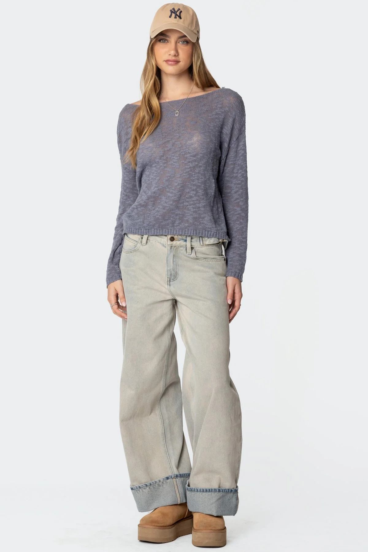 Blue Washed Low Rise Denim Jeans for Women