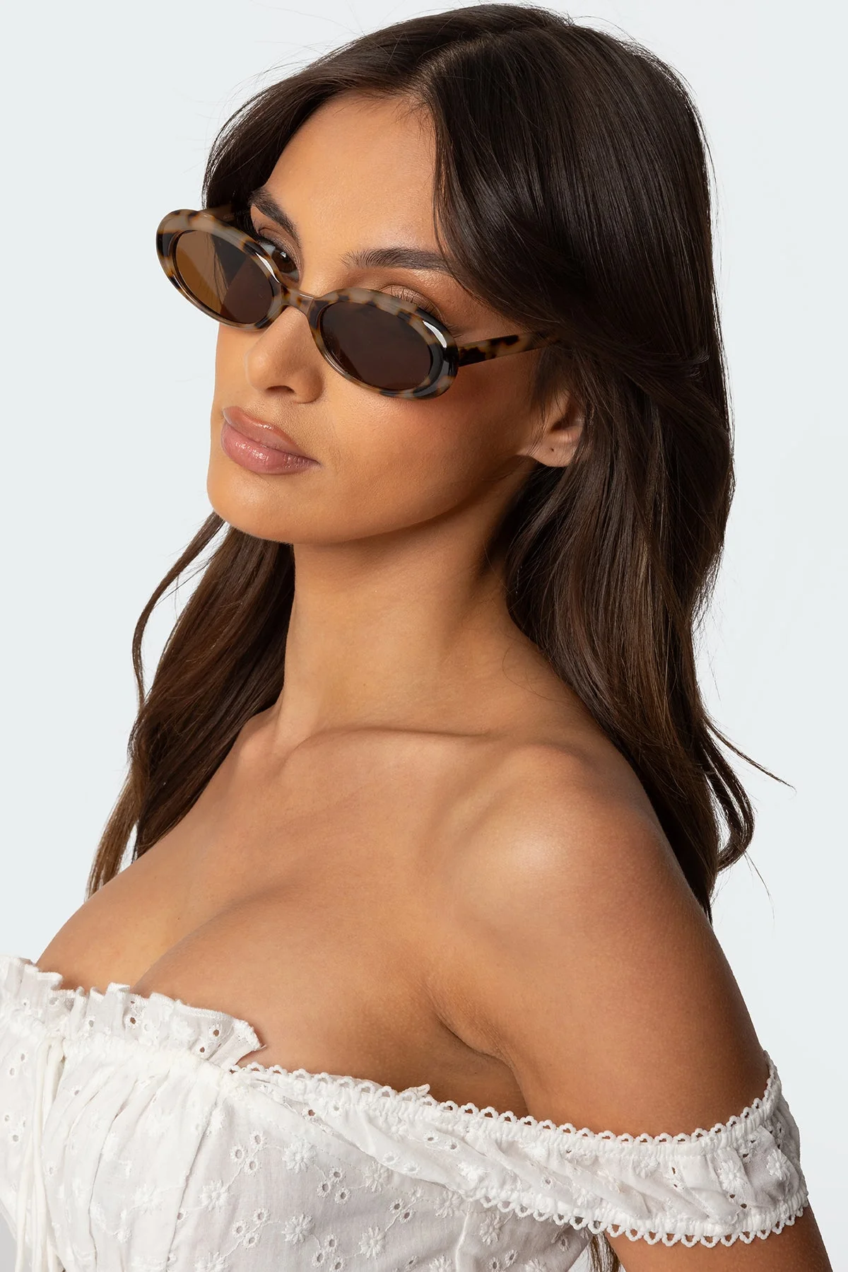 Brown Oval Sunglasses UV Protected