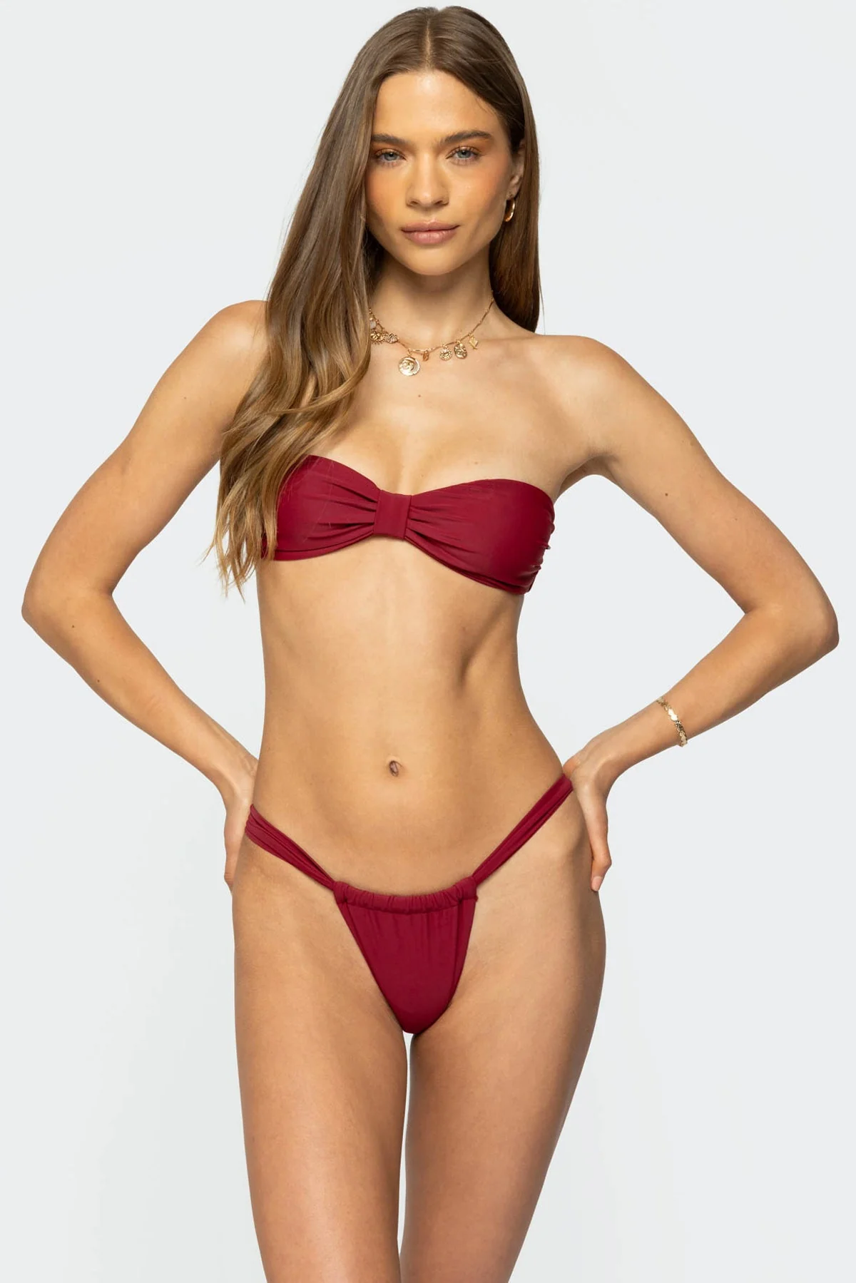 Burgundy Bandeau Bikini Top for Women