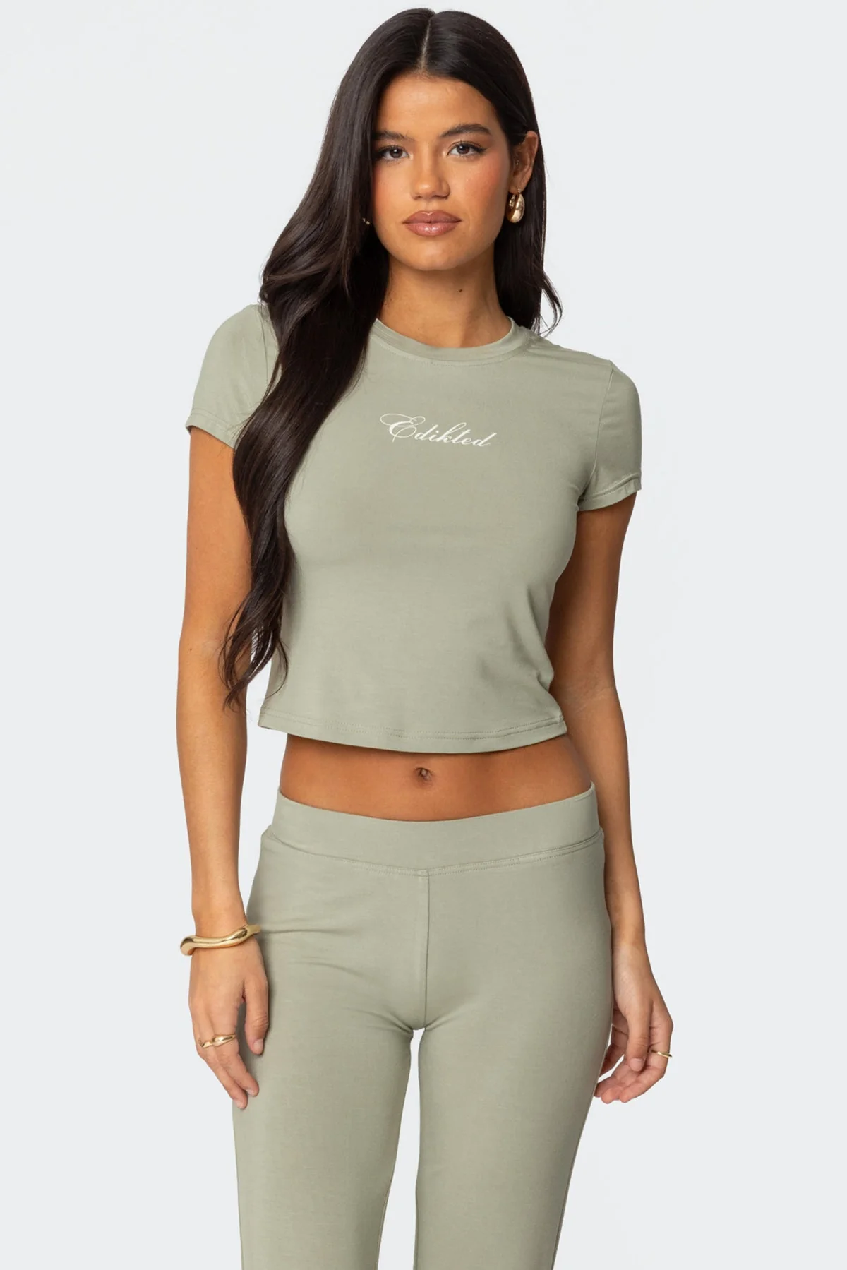 Olive Loungewear Graphic T-Shirt Set