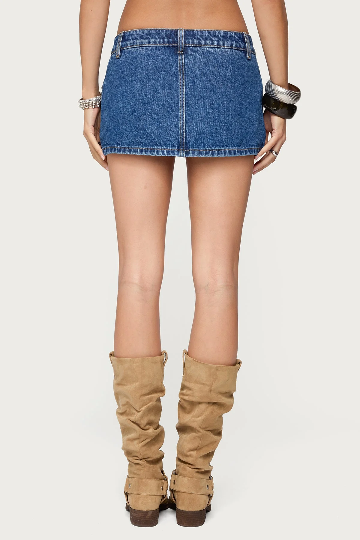 Blue Washed Denim Mini Skort