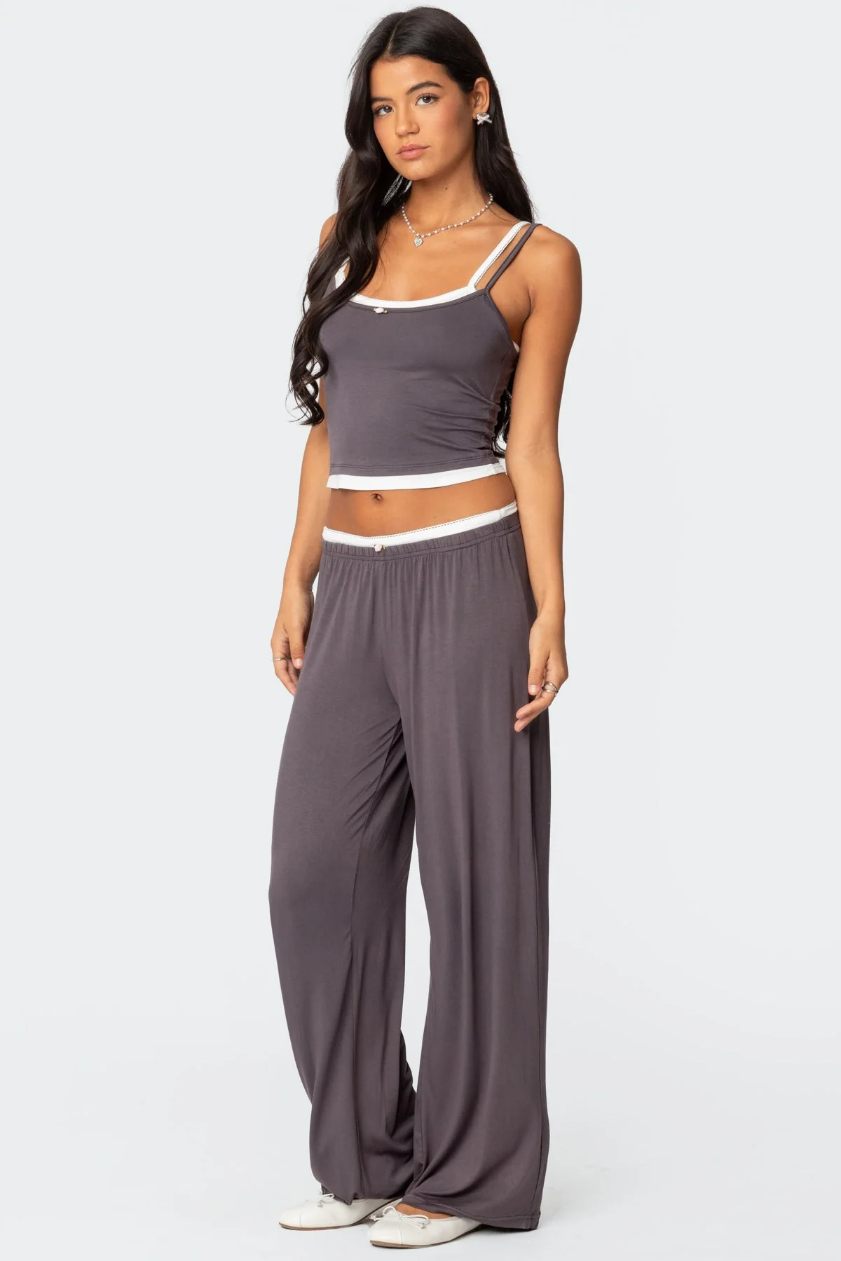 Gray Layered Tank Top for Women Adjustable Straps