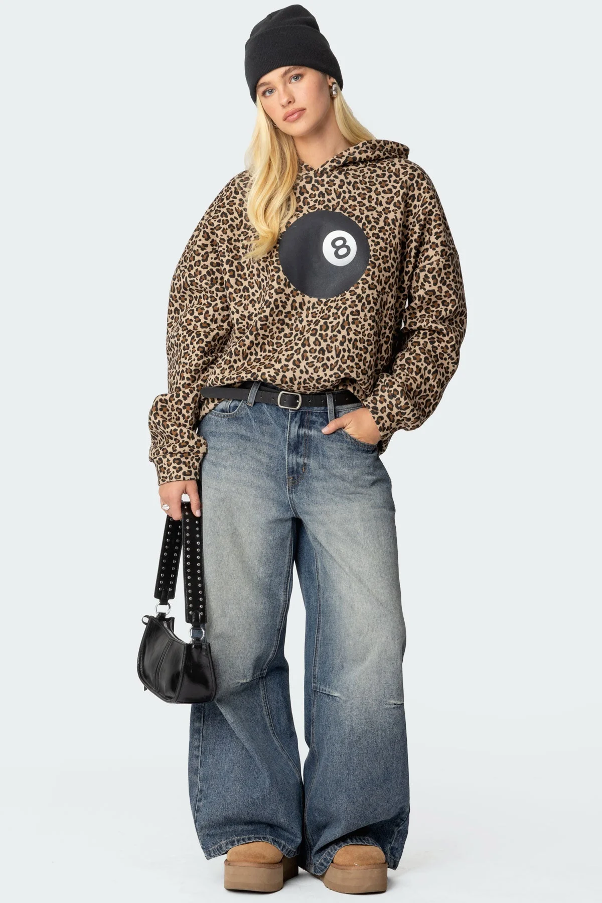 Leopard Print Oversized Hoodie - Graphic Billiard Style