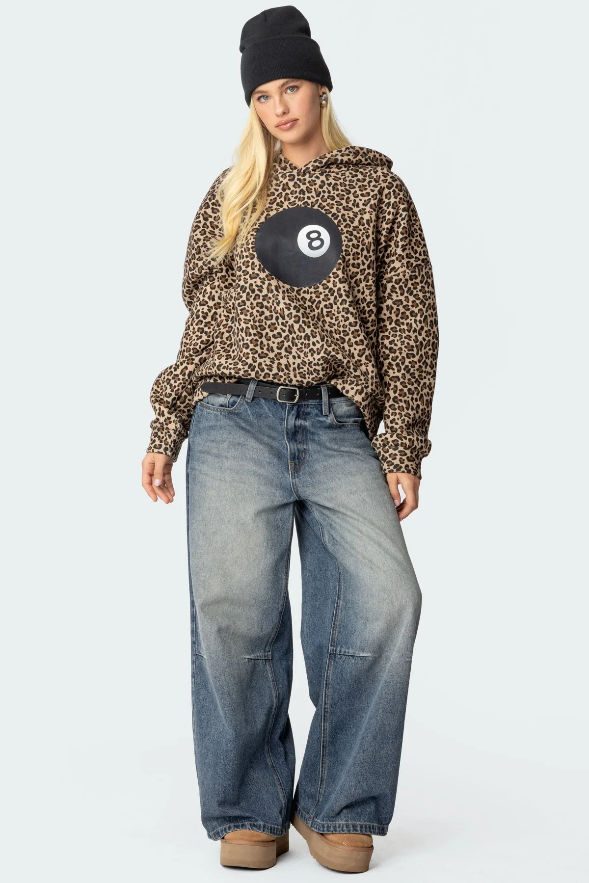 Leopard Print Oversized Hoodie - Graphic Billiard Style
