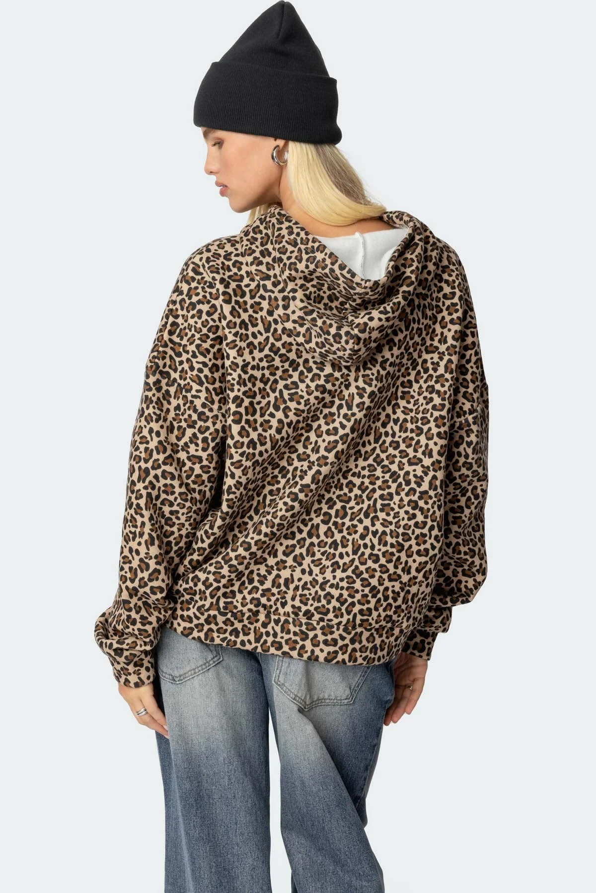 Leopard Print Oversized Hoodie - Graphic Billiard Style