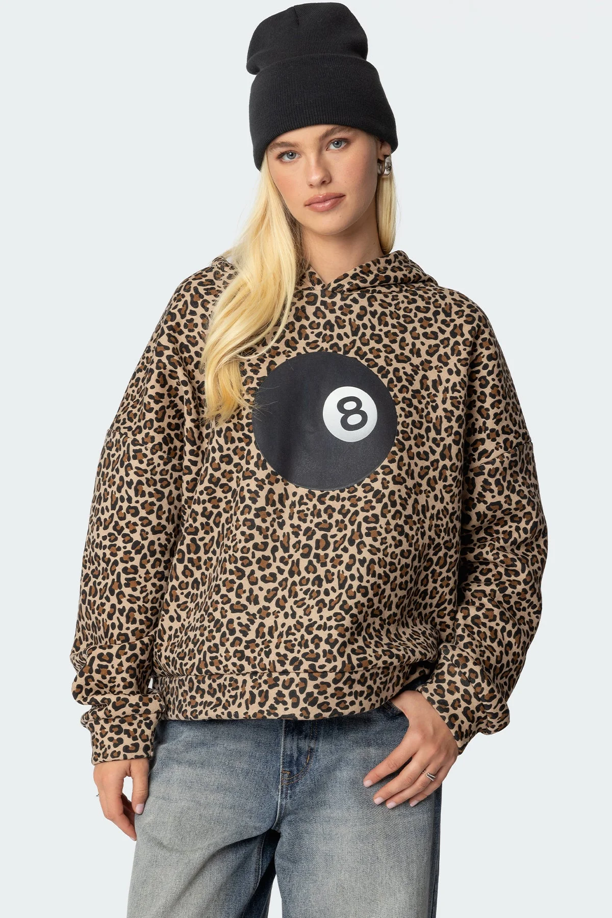 Leopard Print Oversized Hoodie - Graphic Billiard Style